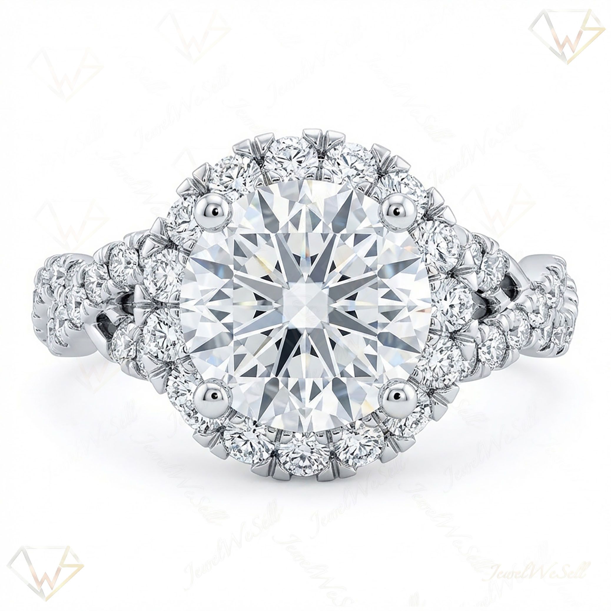 2.00 ct EF VS Moissanite Halo Engagement Ring in 925 Sterling SIlver _ Sz0500 103265