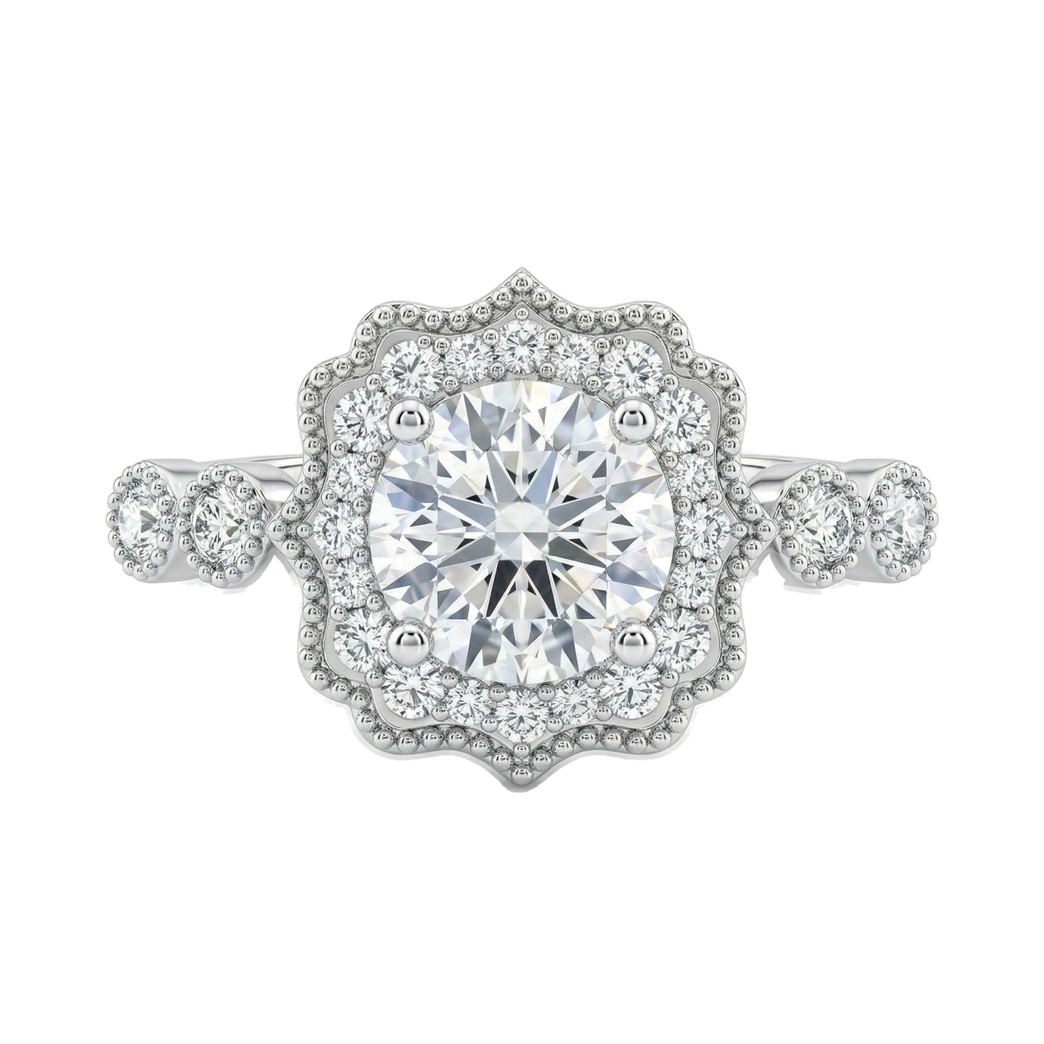 1.00 ct EF VS Moissanite Halo Engagement Ring in 925 Sterling SIlver _ Sz0850 103271