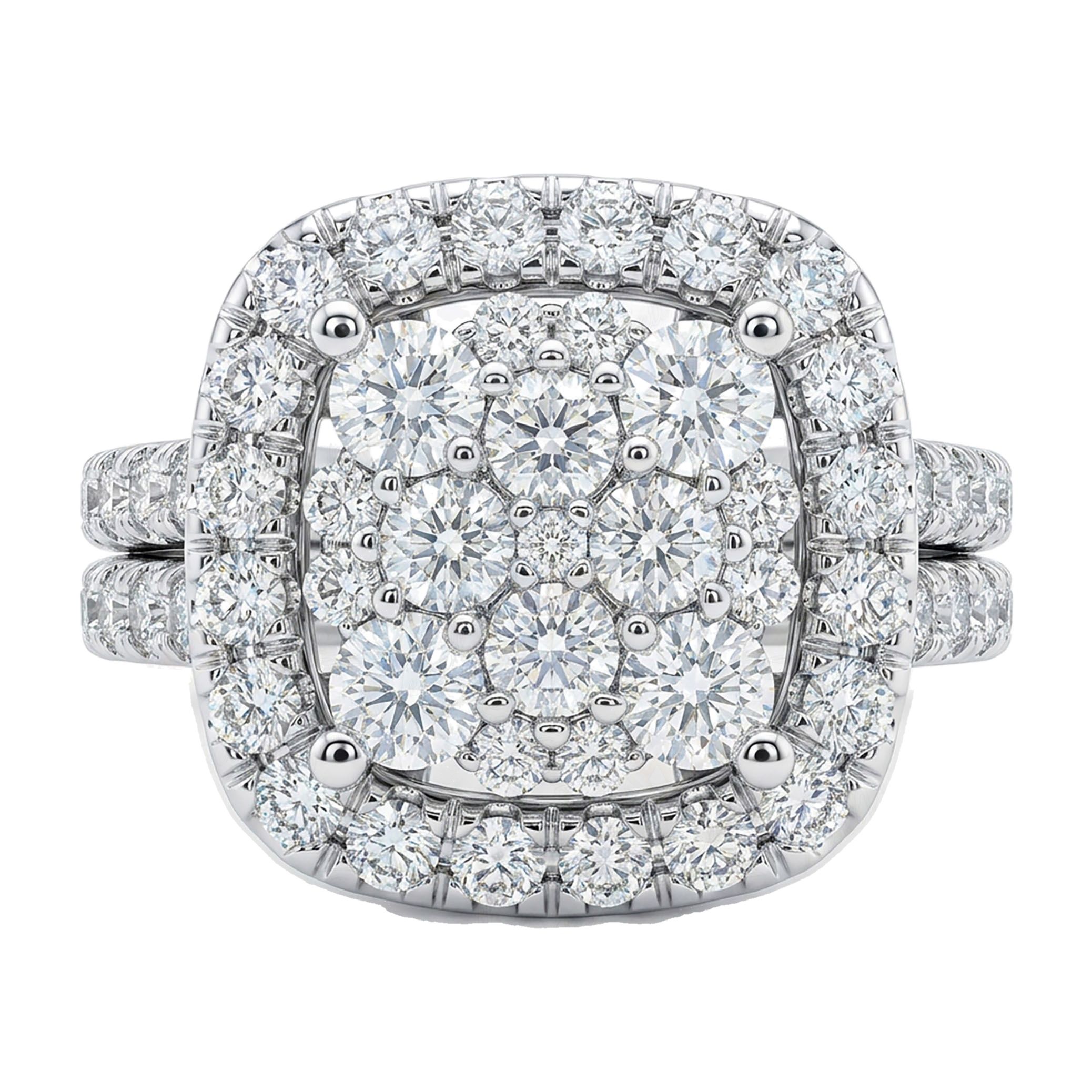 1.80 ct EF VS Lab Grown Diamond Square Shaped Cluster Engagement Ring in 14k White Gold _ Sz0850 103274