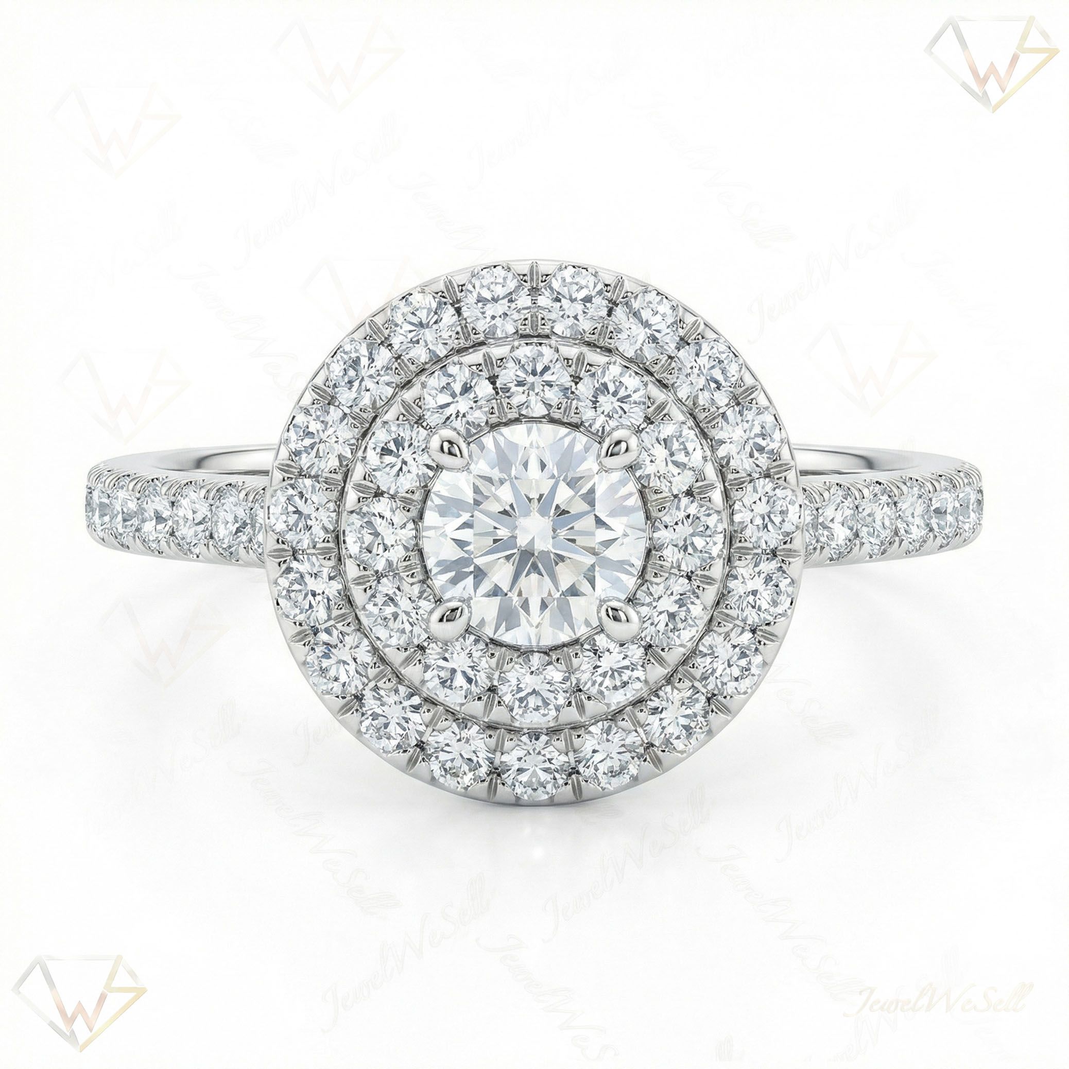 0.66 ct EF VS Lab Grown Diamond Halo Engagement Ring in 10k White Gold _ Sz0625 103284