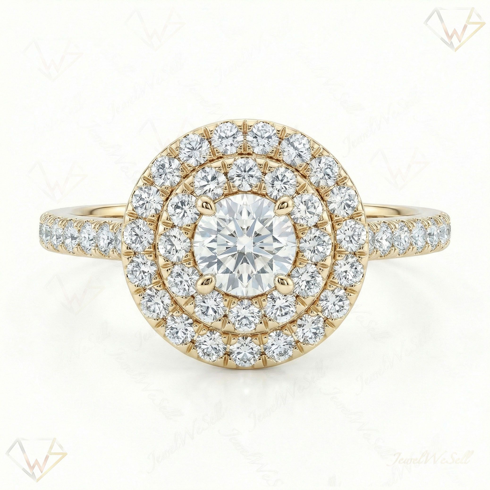 0.66 ct EF VS Lab Grown Diamond Halo Engagement Ring in 14k Yellow Gold _ Sz0550 103284