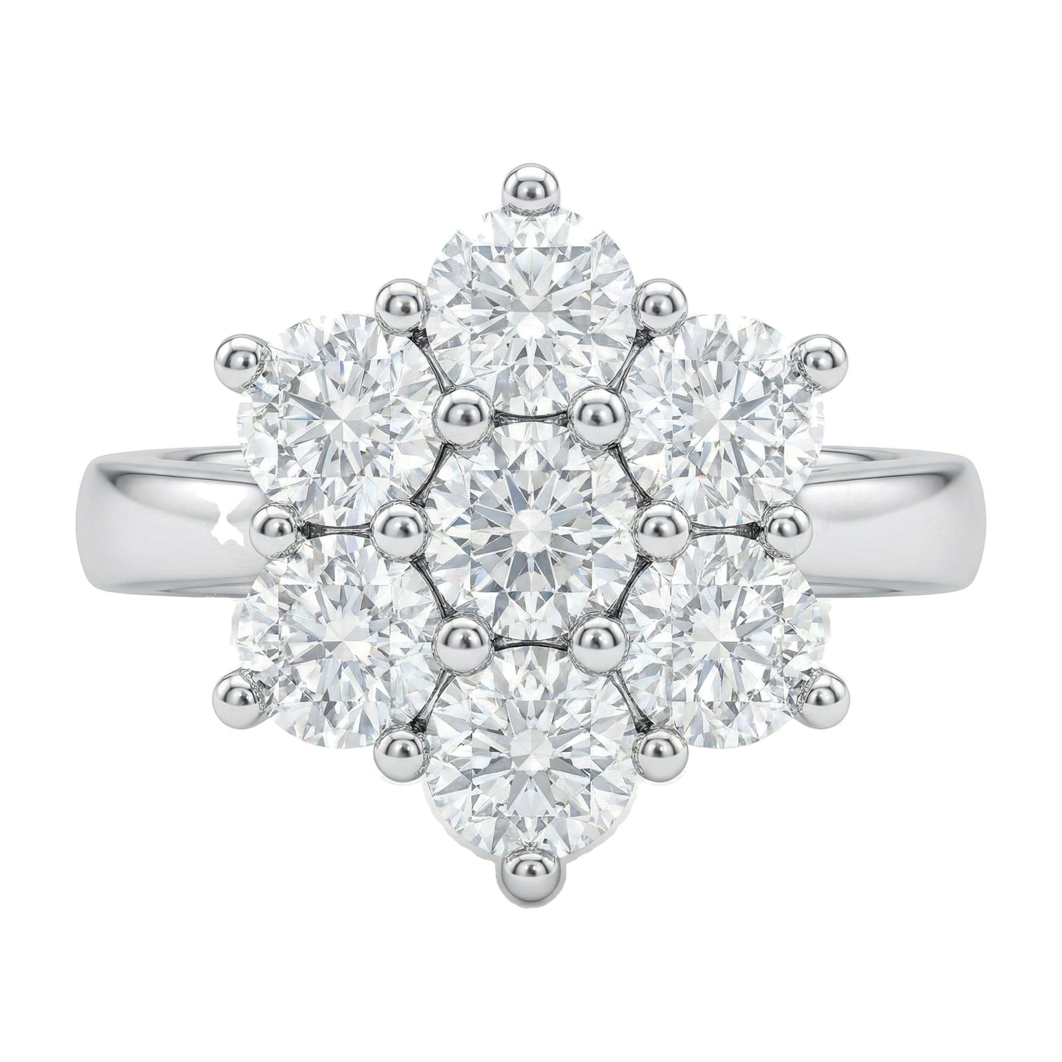 1.20 ct EF VS Moissanite Cluster Engagement Ring in 925 Sterling SIlver _ Sz0450 103286