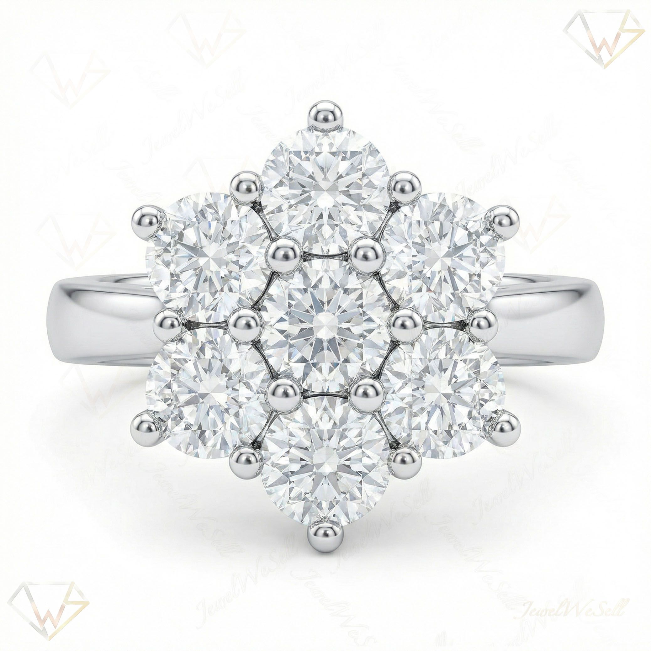 1.20 ct EF VS Lab Grown Diamond Cluster Engagement Ring in 10k White Gold _ Sz0500 103286