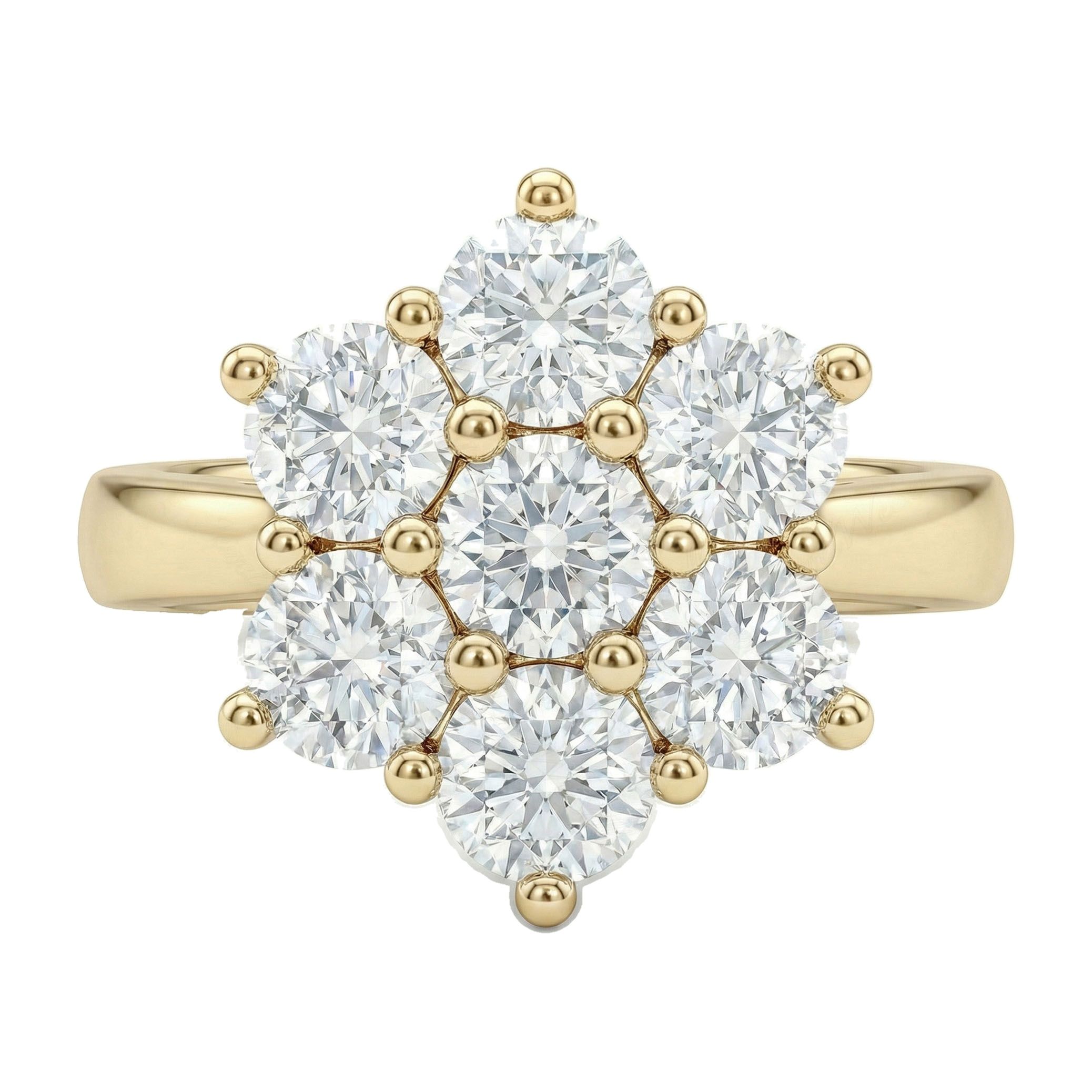1.20 ct EF VS Lab Grown Diamond Cluster Engagement Ring in 10k Yellow Gold _ Sz0875 103286