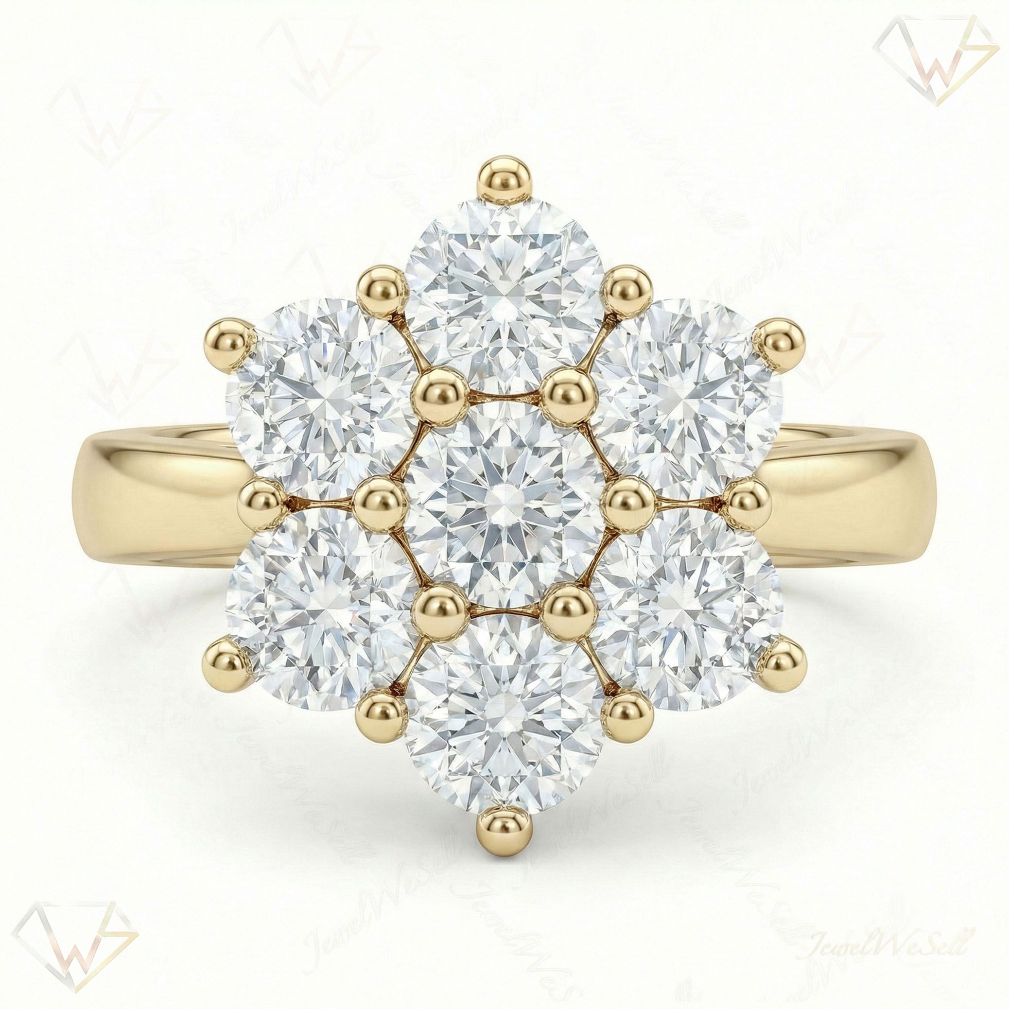 1.20 ct EF VS Lab Grown Diamond Cluster Engagement Ring in 10k Yellow Gold _ Sz0550 103286