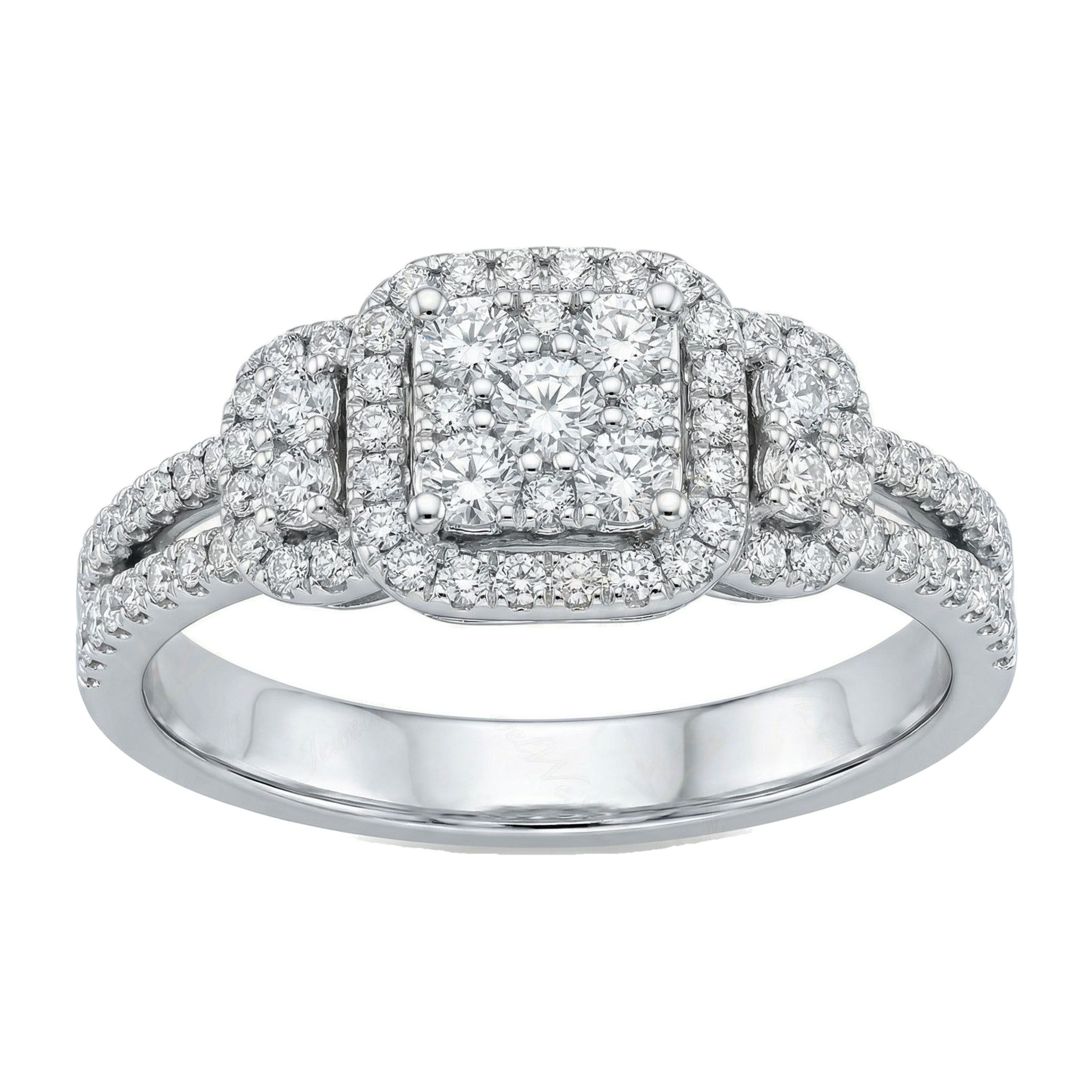 0.60 ct EF VS Lab Grown Diamond Square Shaped Cluster Engagement Ring in 10k White Gold _ Sz0425 103300
