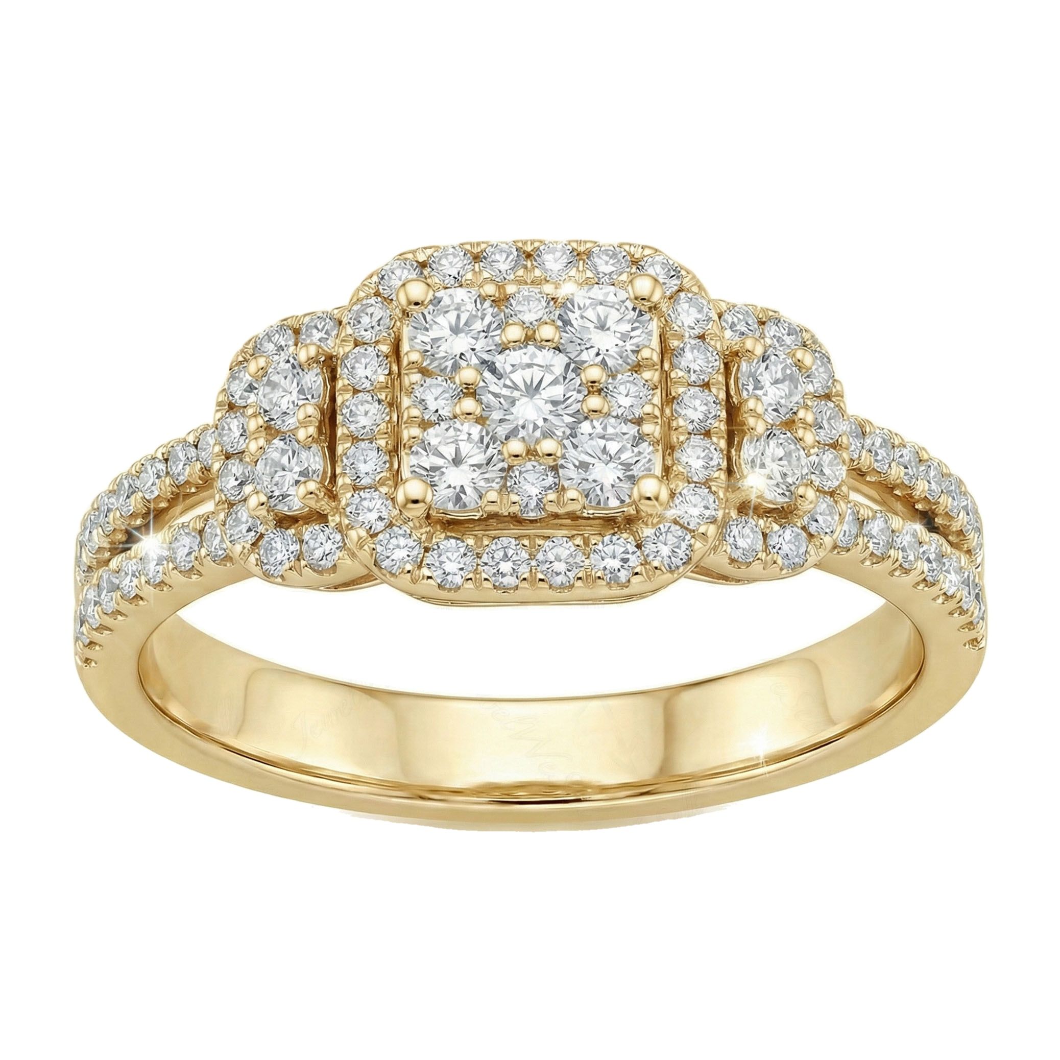0.60 ct EF VS Lab Grown Diamond Square Shaped Cluster Engagement Ring in 10k Yellow Gold _ Sz0425 103300