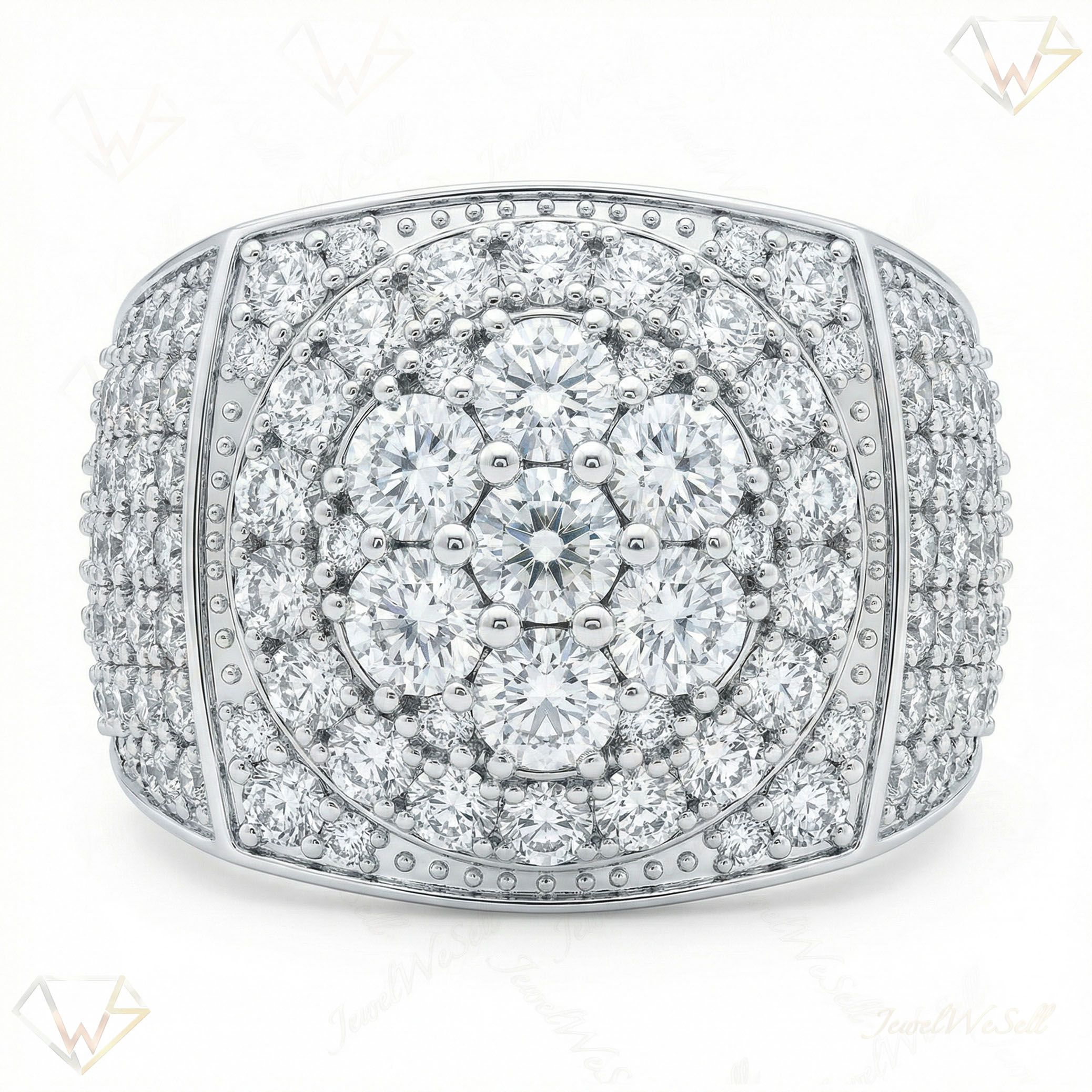 5.90 ct EF VS Lab Grown Diamond Mens Statement Ring in 14k White Gold _ Sz0800 103304