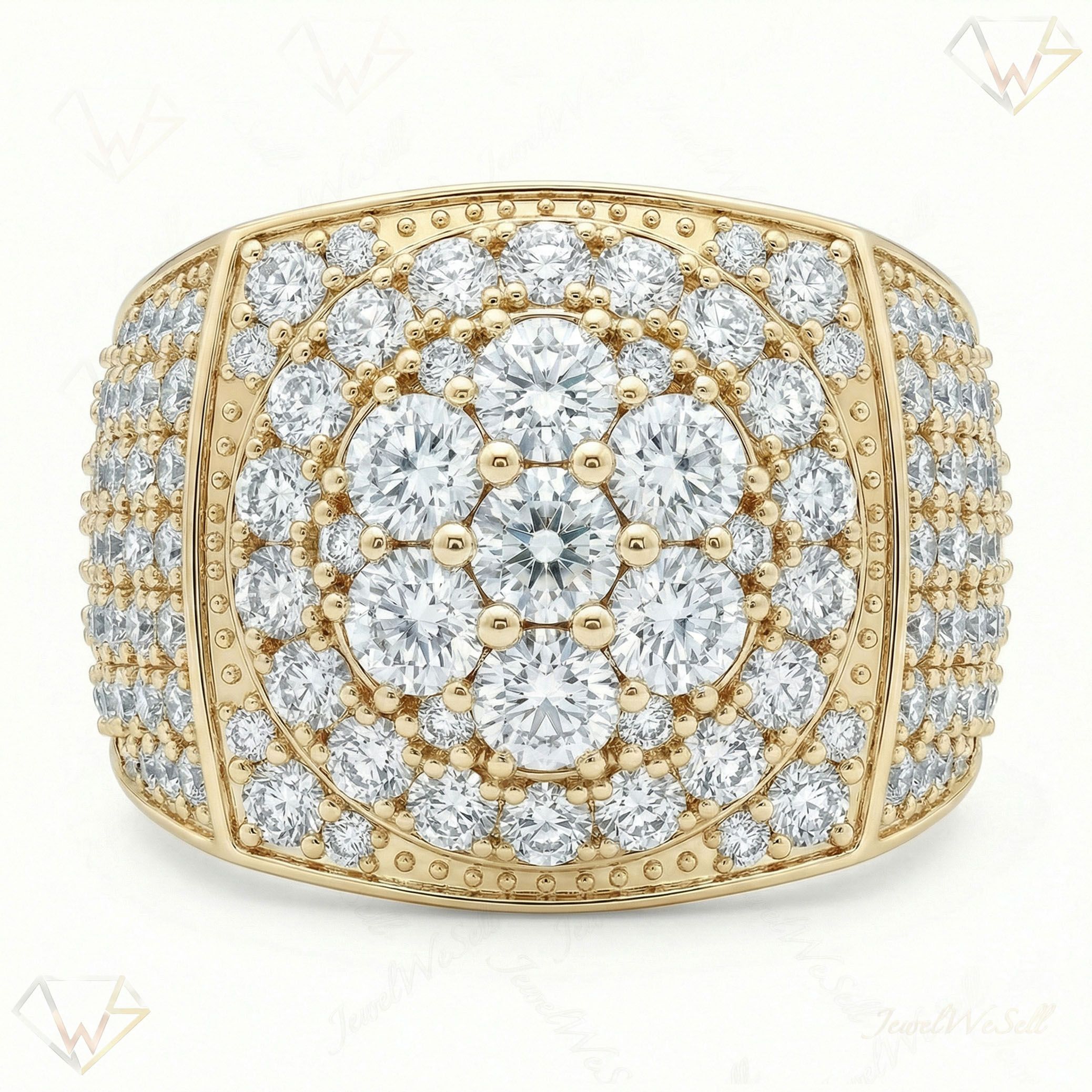 5.90 ct EF VS Lab Grown Diamond Mens Statement Ring in 10k Yellow Gold _ Sz0825 103304