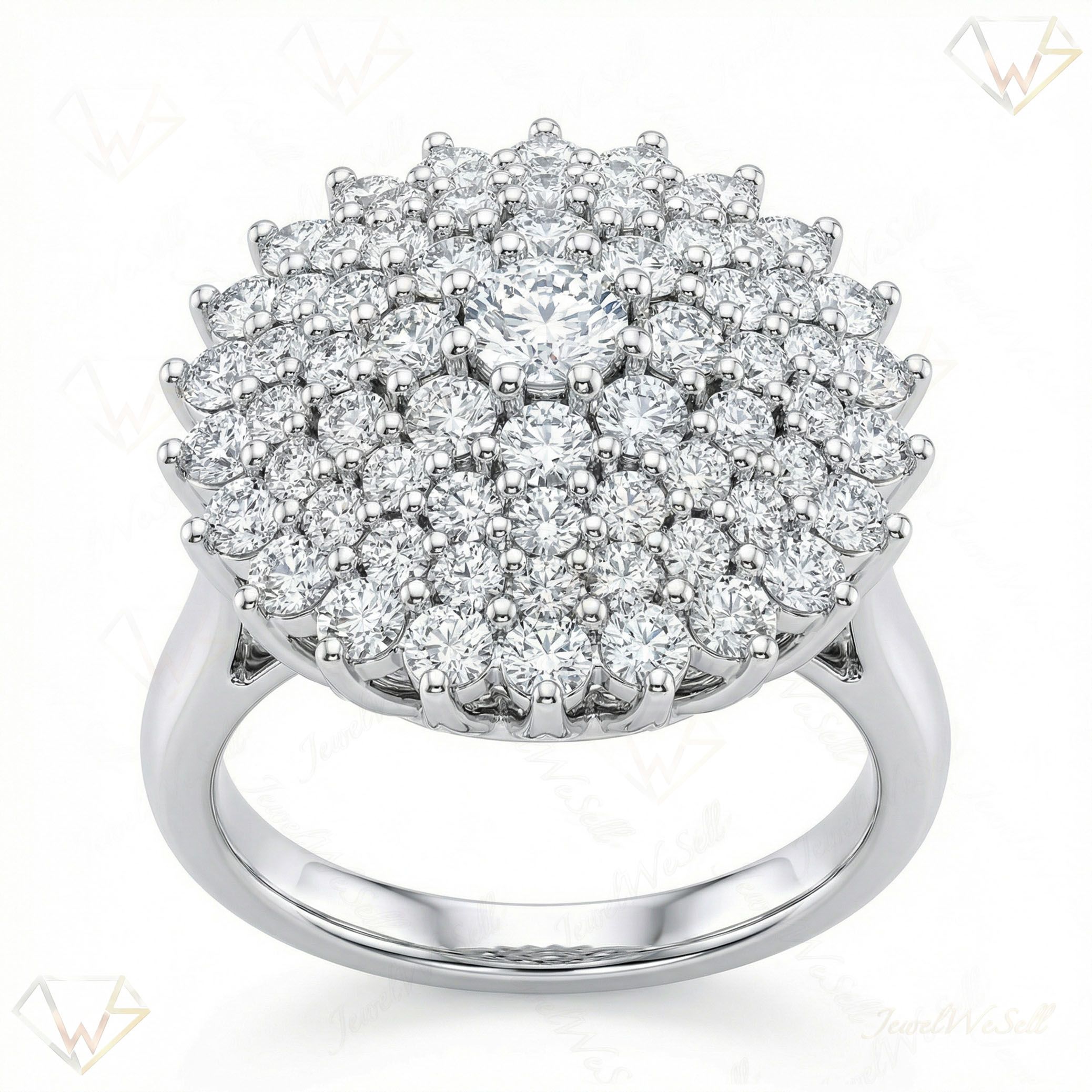 1.66 ct EF VS Lab Grown Diamond Circle Cluster Engagement Ring in 10k White Gold _ Sz0400 103316