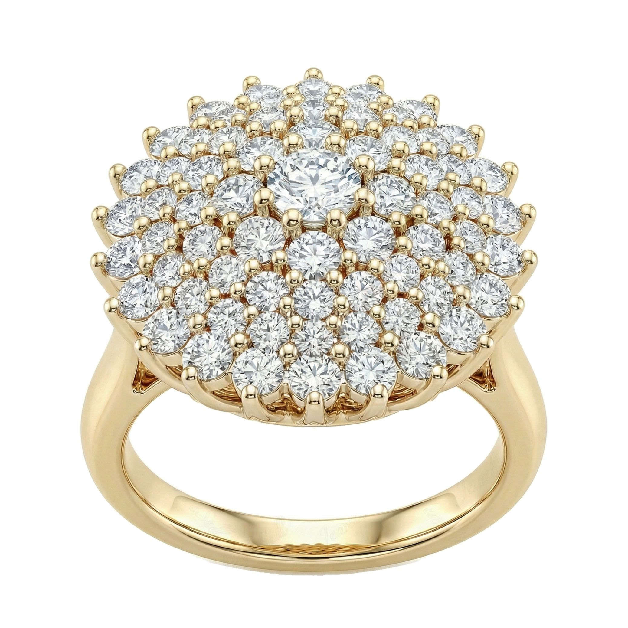 1.66 ct EF VS Lab Grown Diamond Circle Cluster Engagement Ring in 14k Yellow Gold _ Sz0550 103316