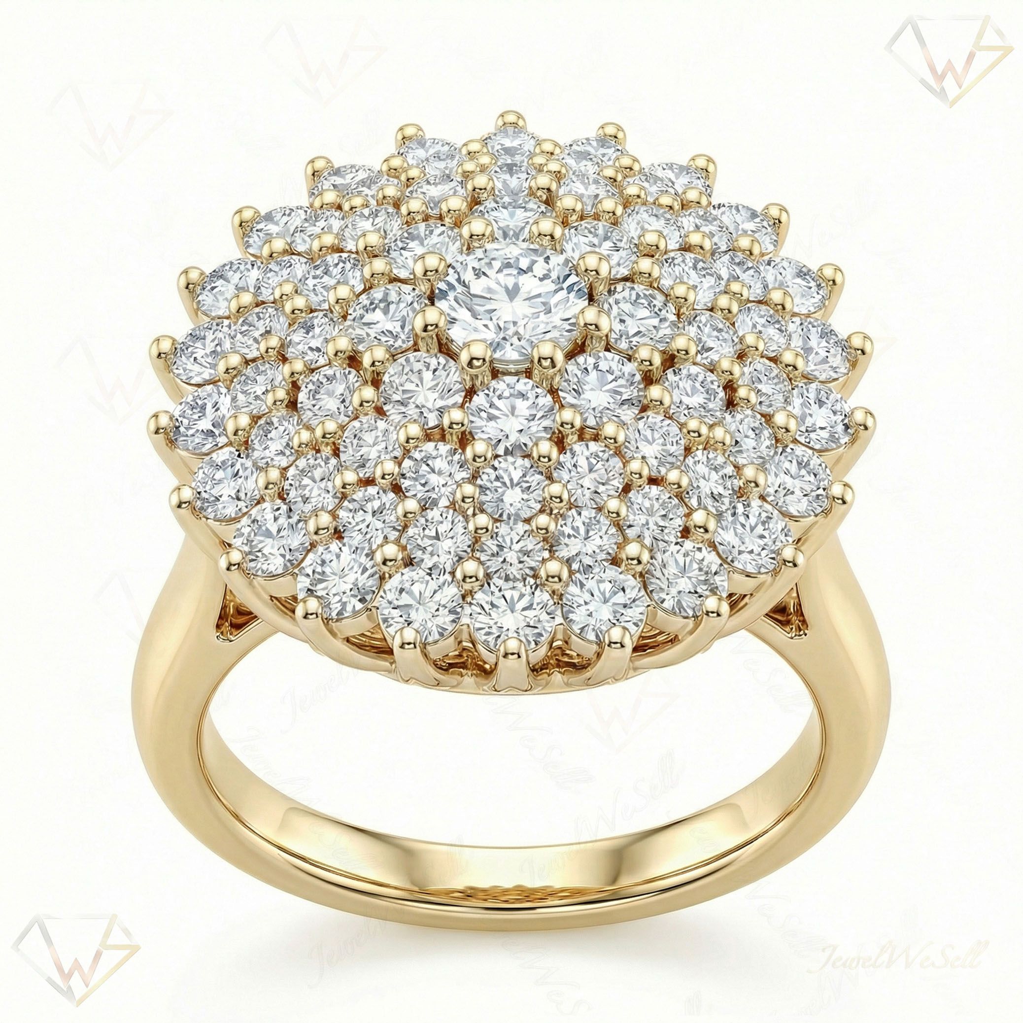 1.66 ct EF VS Lab Grown Diamond Circle Cluster Engagement Ring in 10k Yellow Gold _ Sz0450 103316