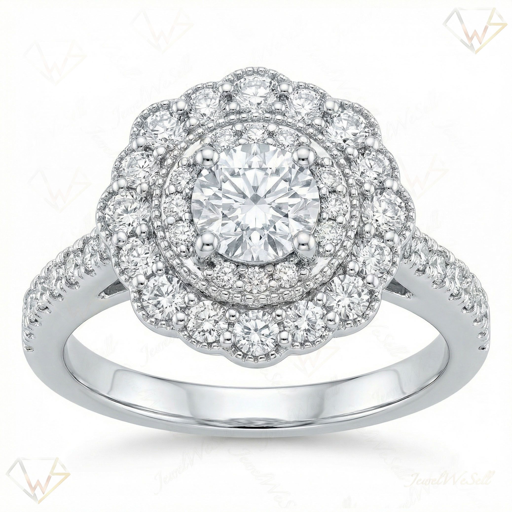 0.66 ct EF VS Lab Grown Diamond Cluster Engagement Ring in 10k White Gold _ Sz0400 103322