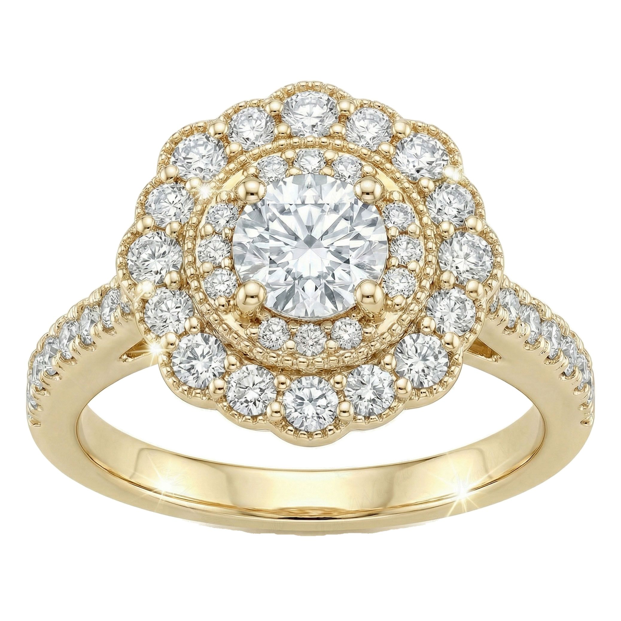 0.66 ct EF VS Lab Grown Diamond Cluster Engagement Ring in 14k Yellow Gold _ Sz0875 103322