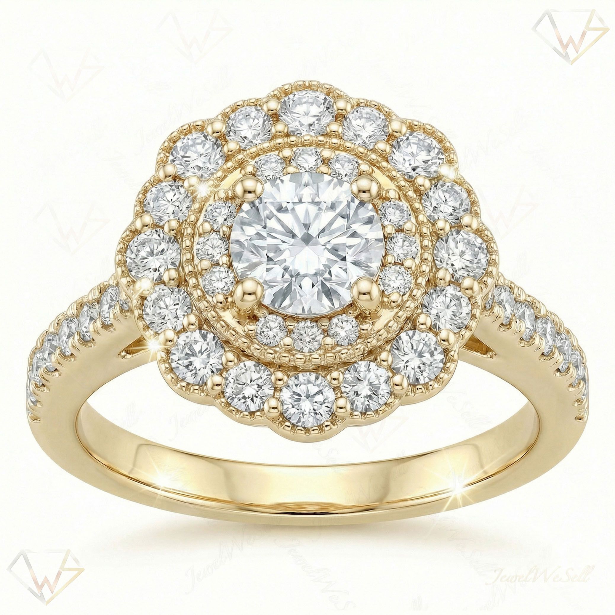 0.66 ct EF VS Lab Grown Diamond Cluster Engagement Ring in 10k Yellow Gold _ Sz0550 103322