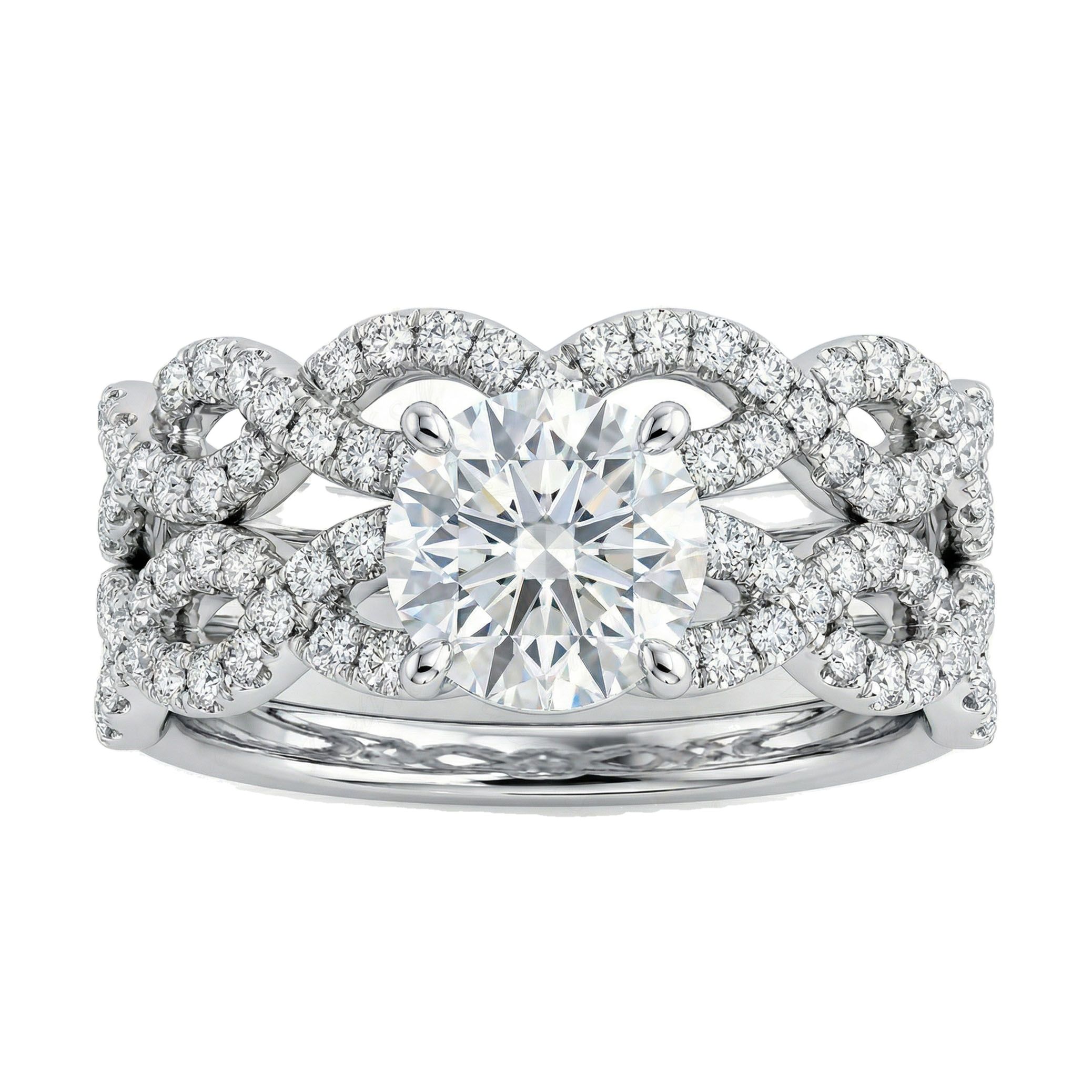 2.10 ct EF VS Lab Grown Diamond Solitaire with Accents Engagement Set in 10k White Gold _ Sz0675 103359