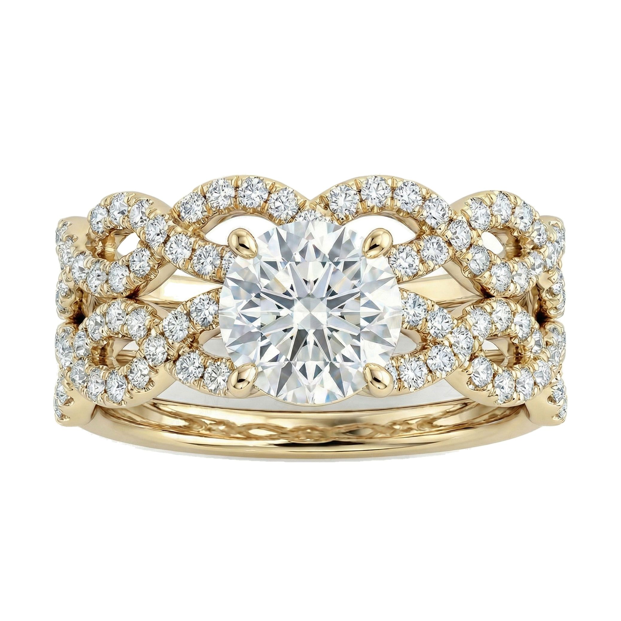 2.10 ct EF VS Lab Grown Diamond Solitaire with Accents Engagement Set in 14k Yellow Gold _ Sz0400 103359