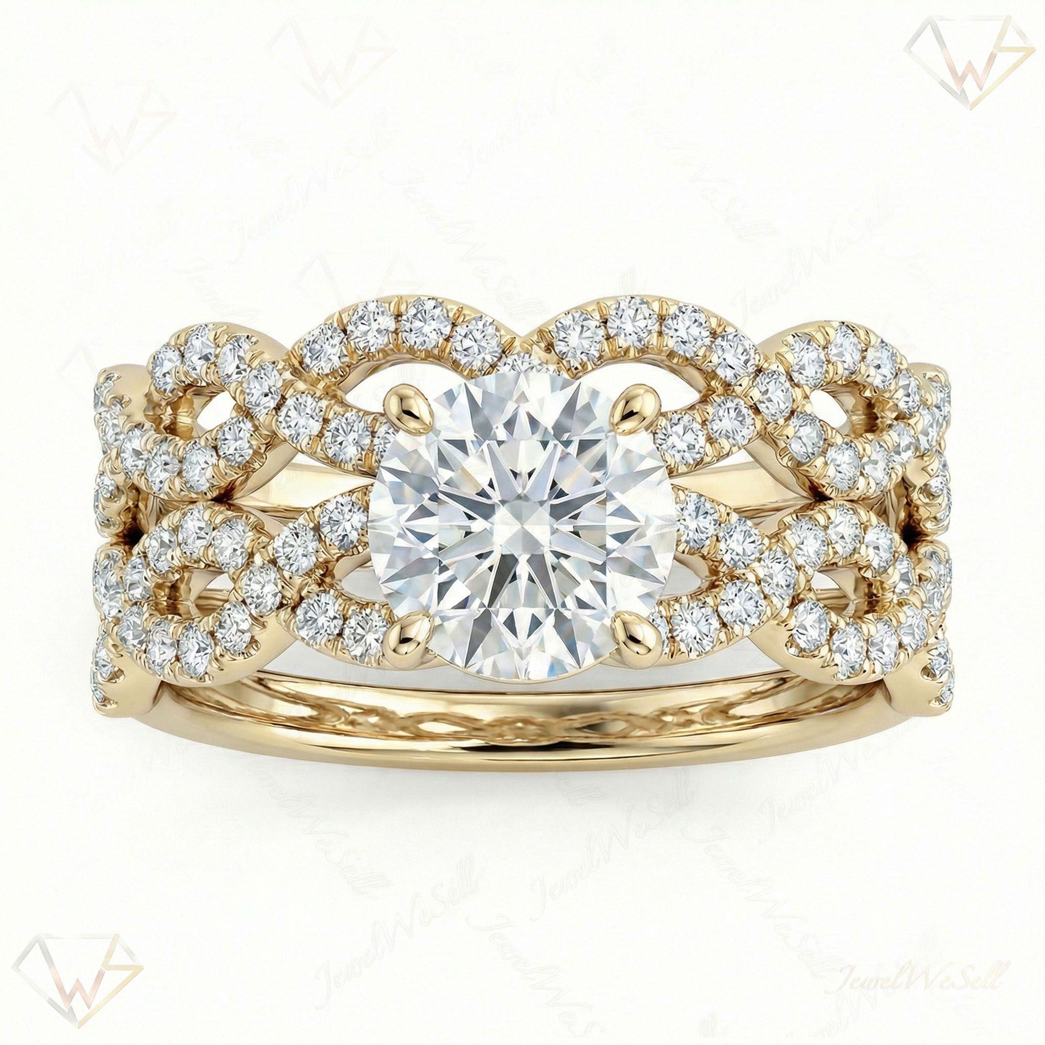 2.10 ct EF VS Lab Grown Diamond Solitaire with Accents Engagement Set in 14k Yellow Gold _ Sz0550 103359
