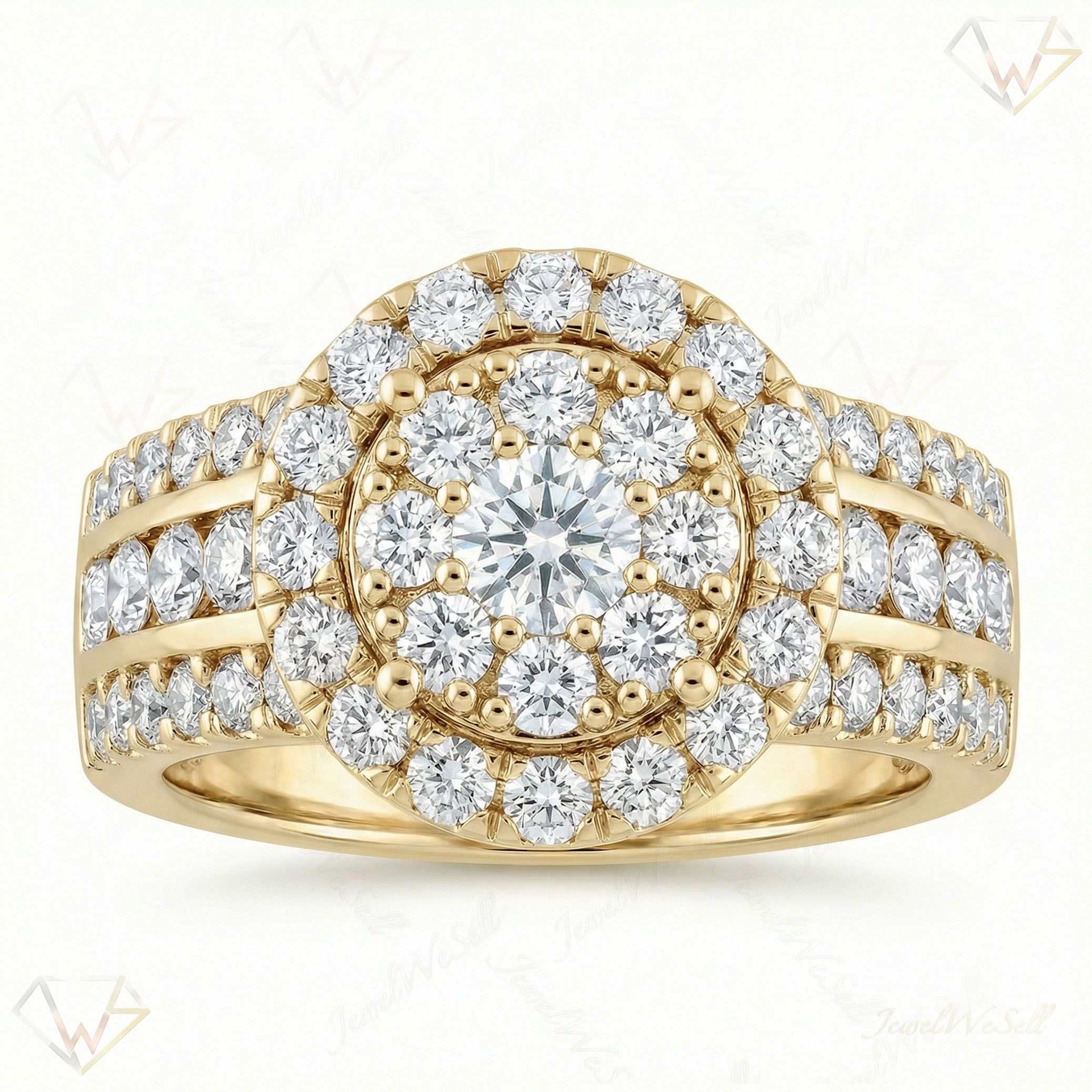 1.50 ct EF VS Lab Grown Diamond Halo Engagement Ring in 14k Yellow Gold _ Sz0525 103479