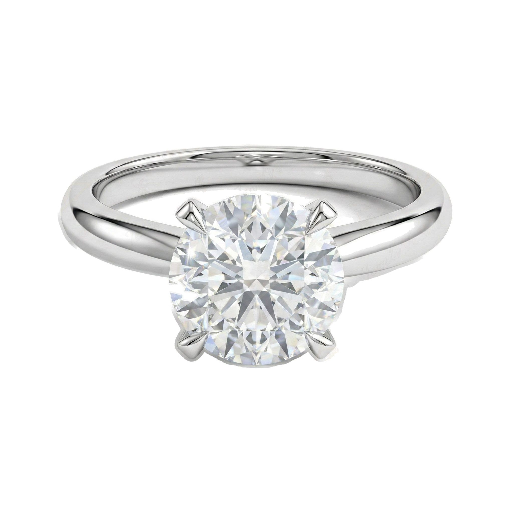 1.00 ct EF VS Lab Grown Diamond Round Cut Prong Set Solitaire Engagement Ring in 10k White Gold