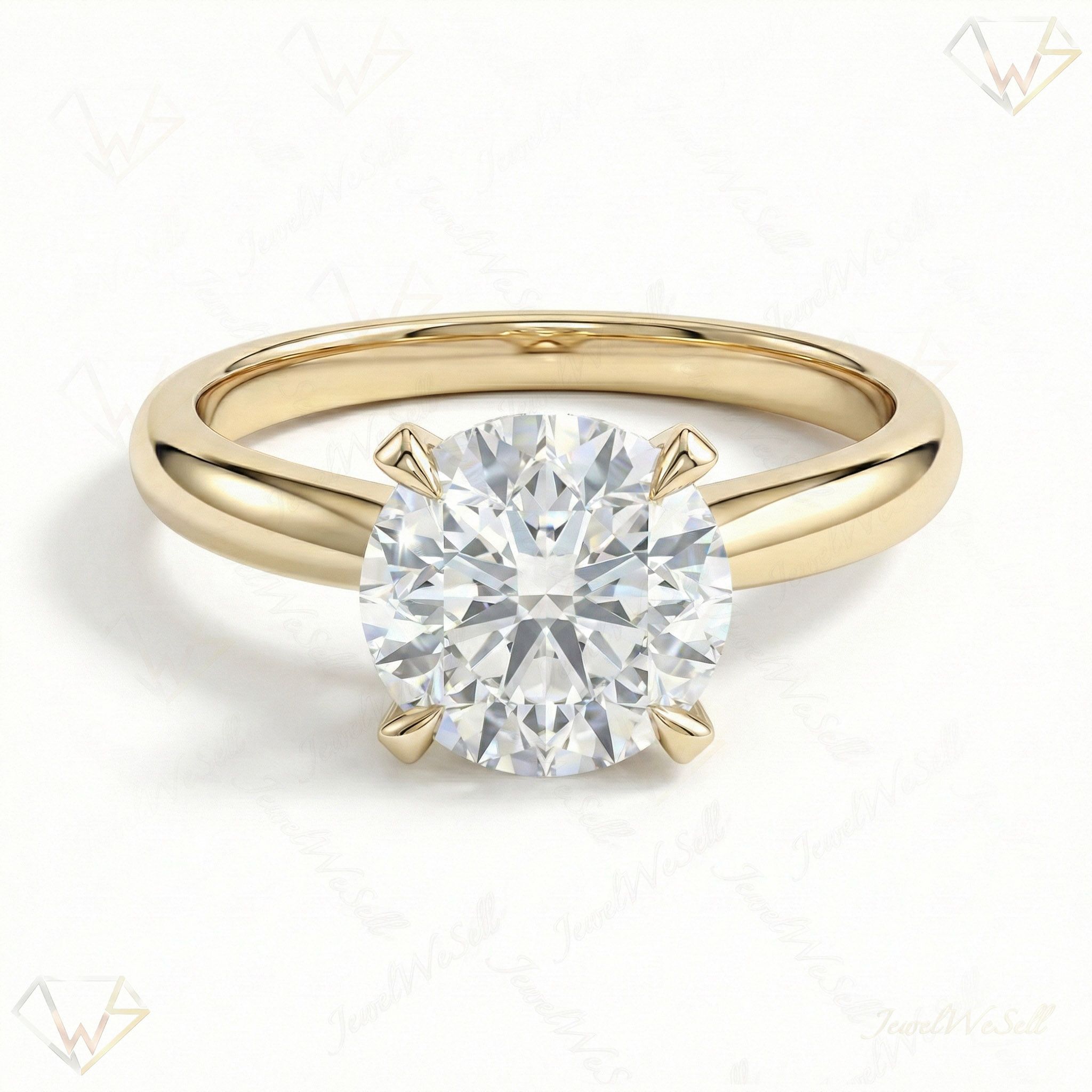 1.00 ct EF VS Lab Grown Diamond Round Cut Prong Set Solitaire Engagement Ring in 10k Yellow Gold