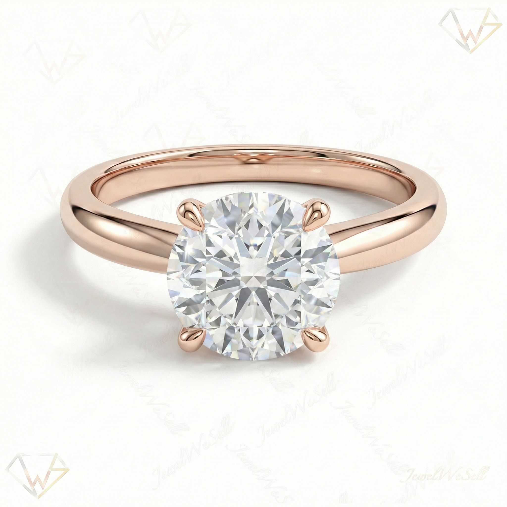 1.50 ct EF VS Lab Grown Diamond Round Cut Prong Set Solitaire Engagement Ring in 10k Rose Gold