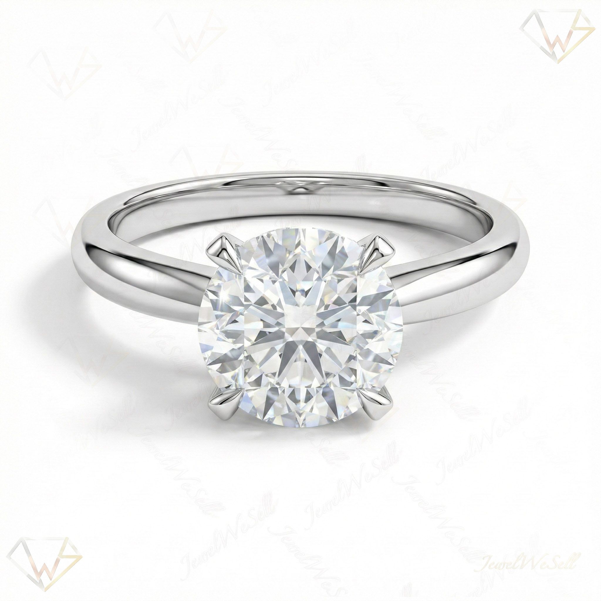1.50 ct EF VS Lab Grown Diamond Round Cut Prong Set Solitaire Engagement Ring in 10k White Gold