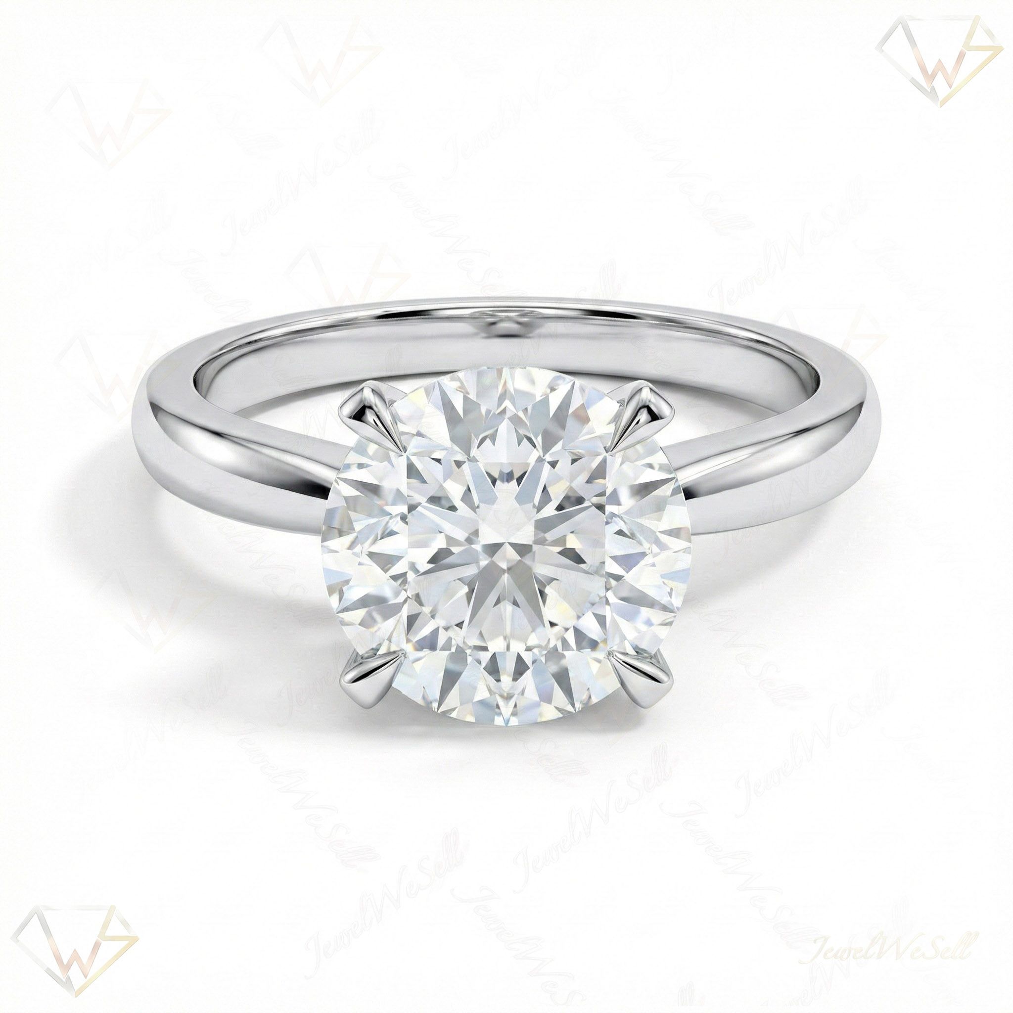 2.00 ct EF VS Lab Grown Diamond Round Cut Prong Set Solitaire Engagement Ring in 10k White Gold