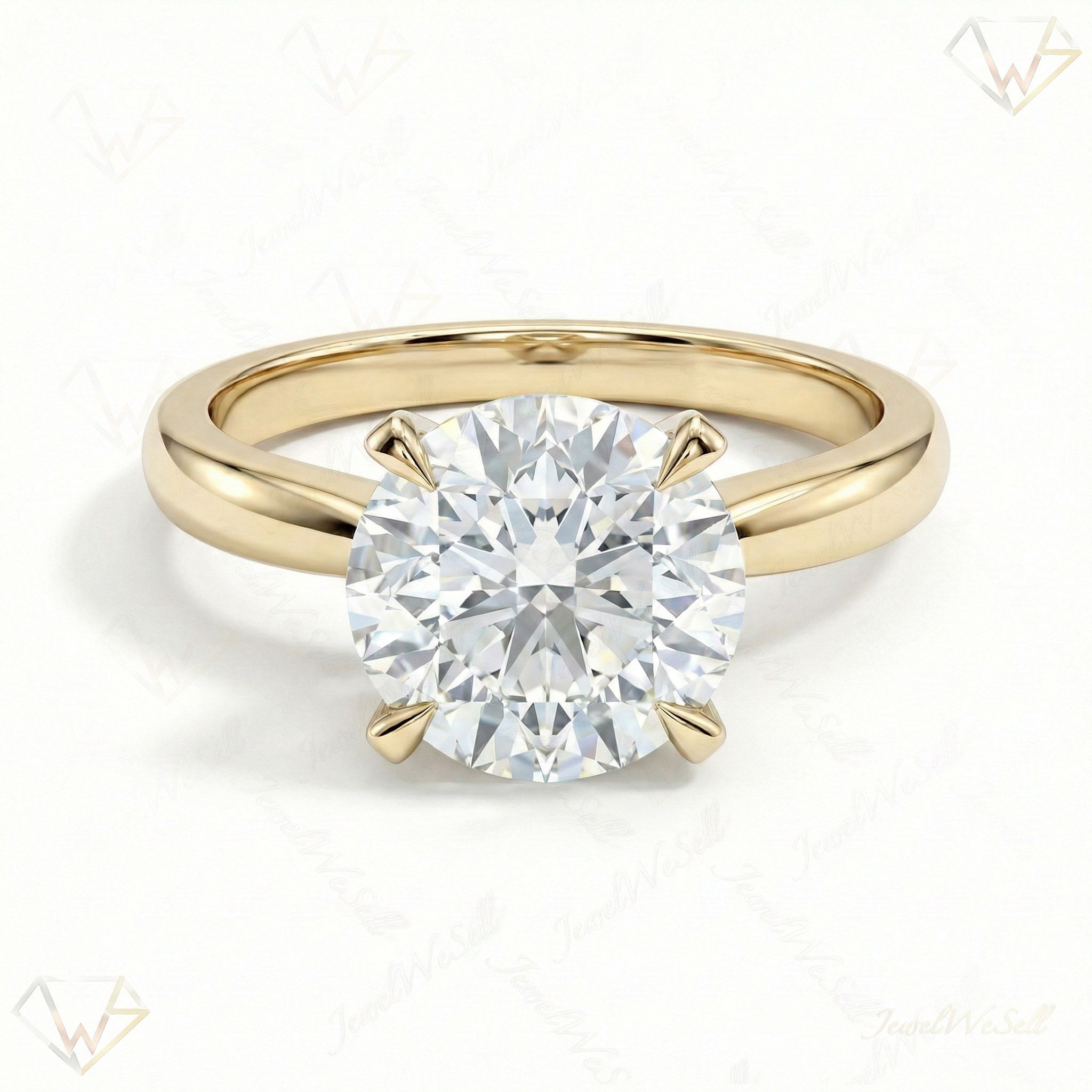 2.00 ct EF VS Lab Grown Diamond Round Cut Prong Set Solitaire Engagement Ring in 10k Yellow Gold