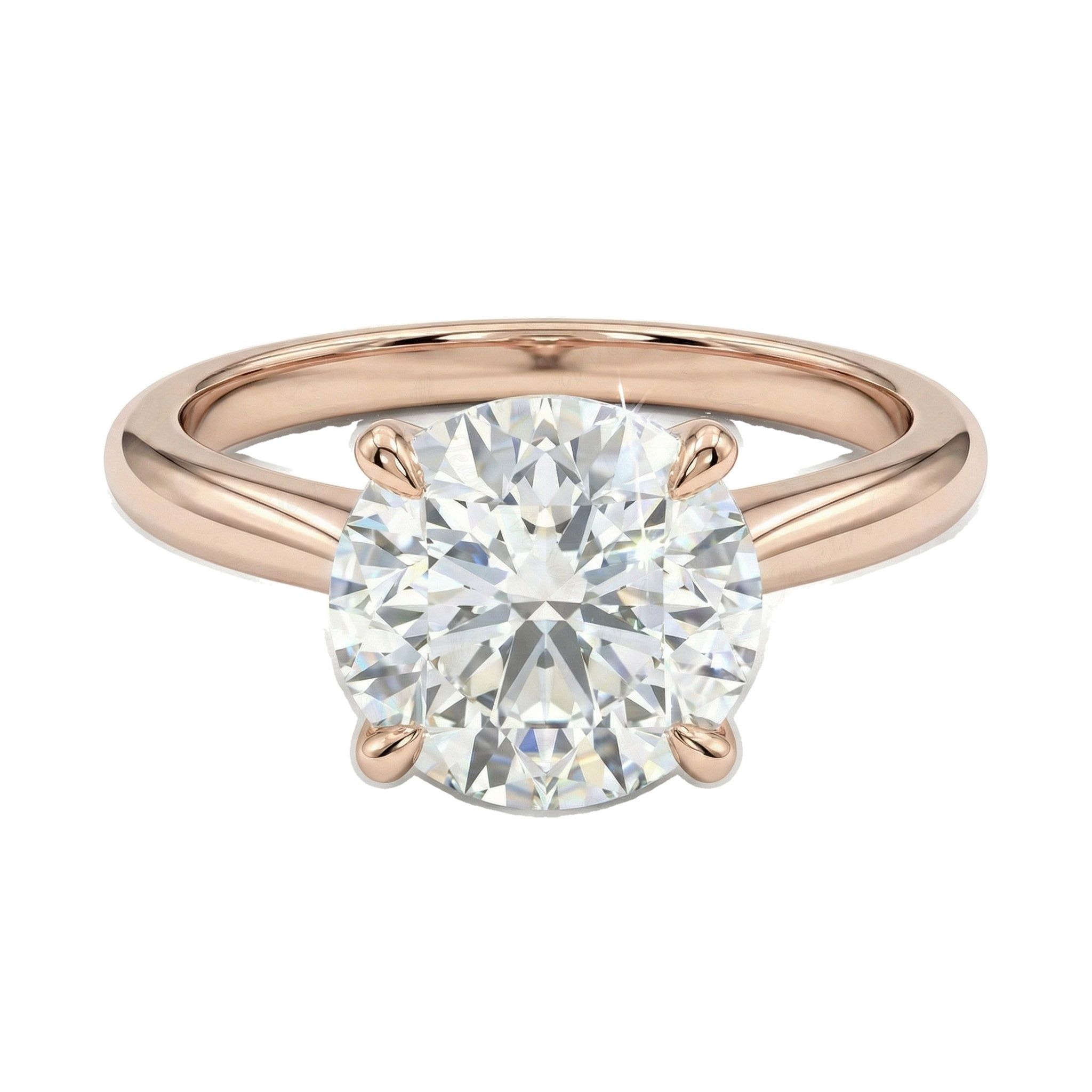 3.00 ct EF VS Lab Grown Diamond Round Cut Prong Set Solitaire Engagement Ring in 14k Rose Gold