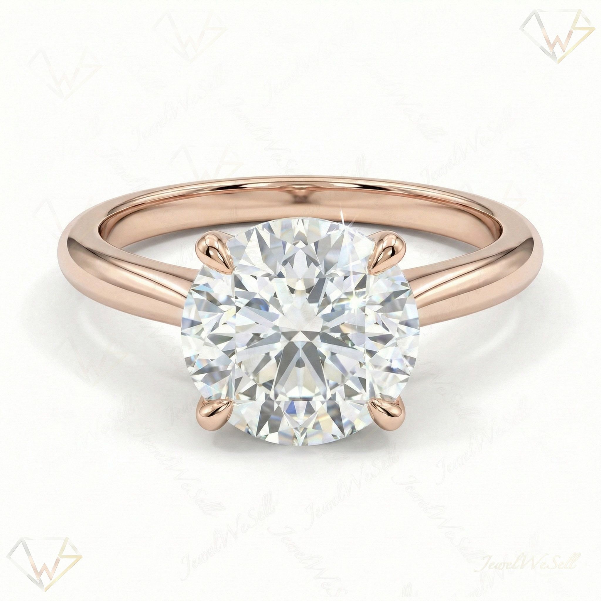 3.00 ct EF VS Lab Grown Diamond Round Cut Prong Set Solitaire Engagement Ring in 10k Rose Gold