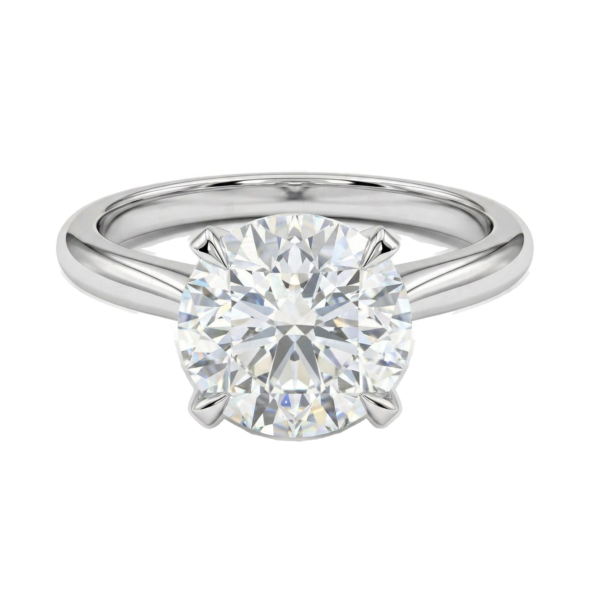 3.00 ct EF VS Lab Grown Diamond Round Cut Prong Set Solitaire Engagement Ring in 14k White Gold