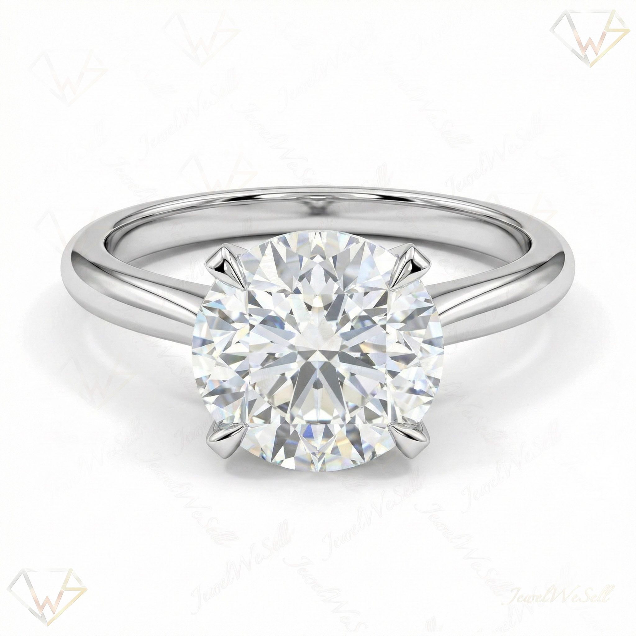 3.00 ct EF VS Lab Grown Diamond Round Cut Prong Set Solitaire Engagement Ring in 10k White Gold