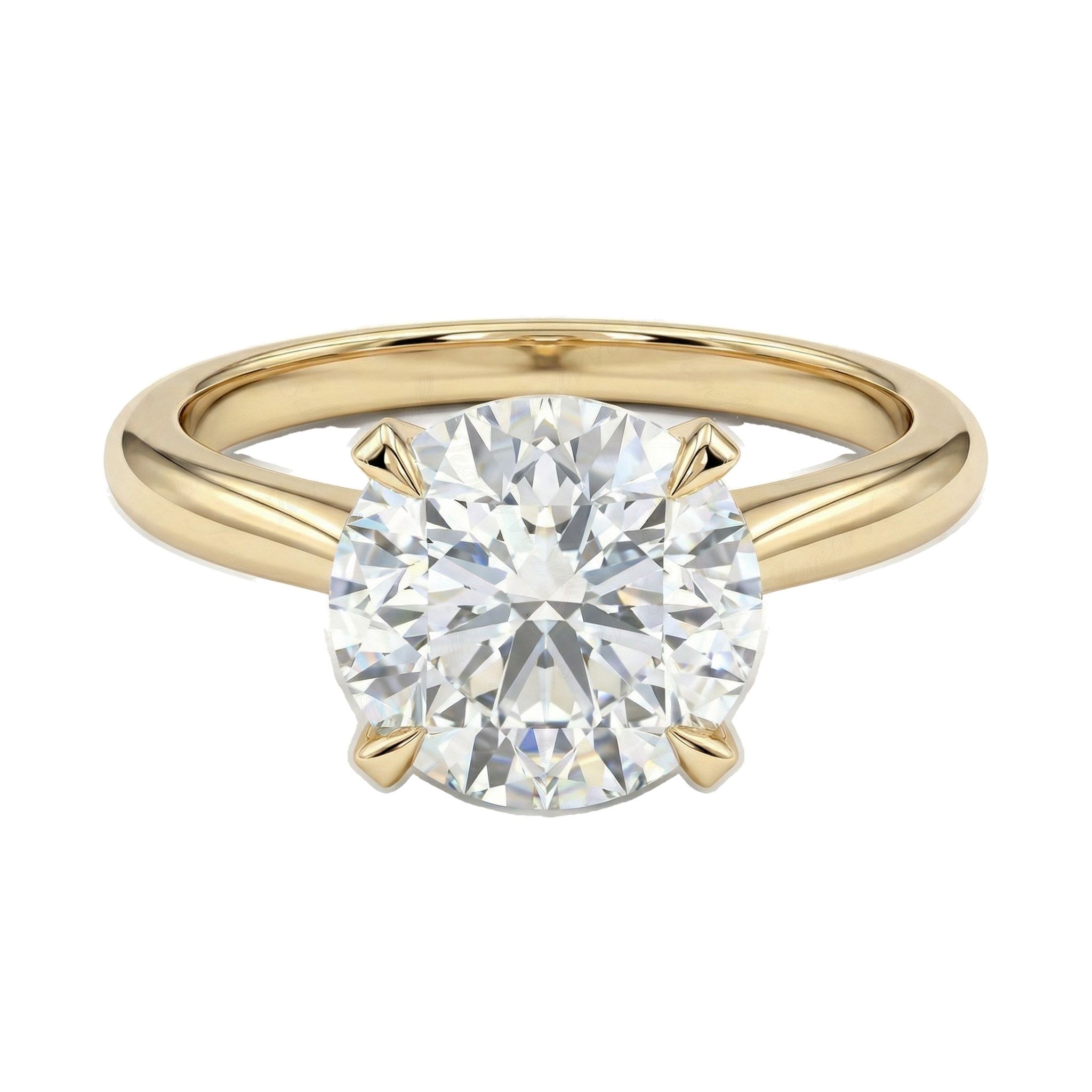 3.00 ct EF VS Lab Grown Diamond Round Cut Prong Set Solitaire Engagement Ring in 10k Yellow Gold