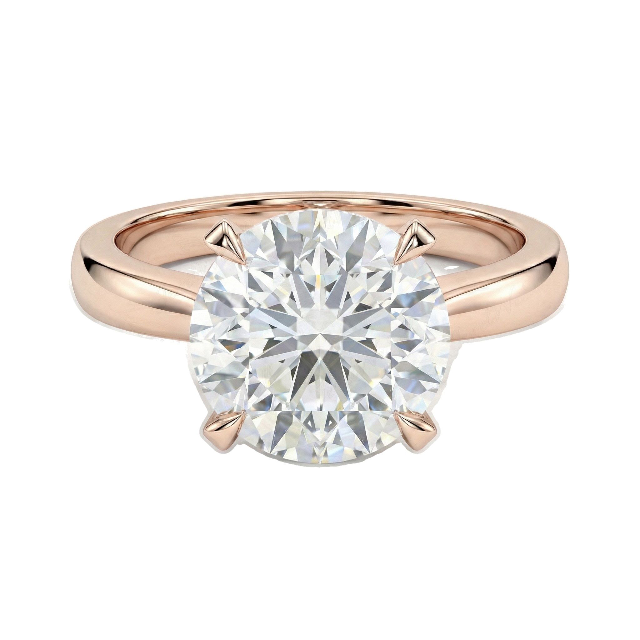 4.00 ct EF VS Lab Grown Diamond Round Cut Prong Set Solitaire Engagement Ring in 14k Rose Gold
