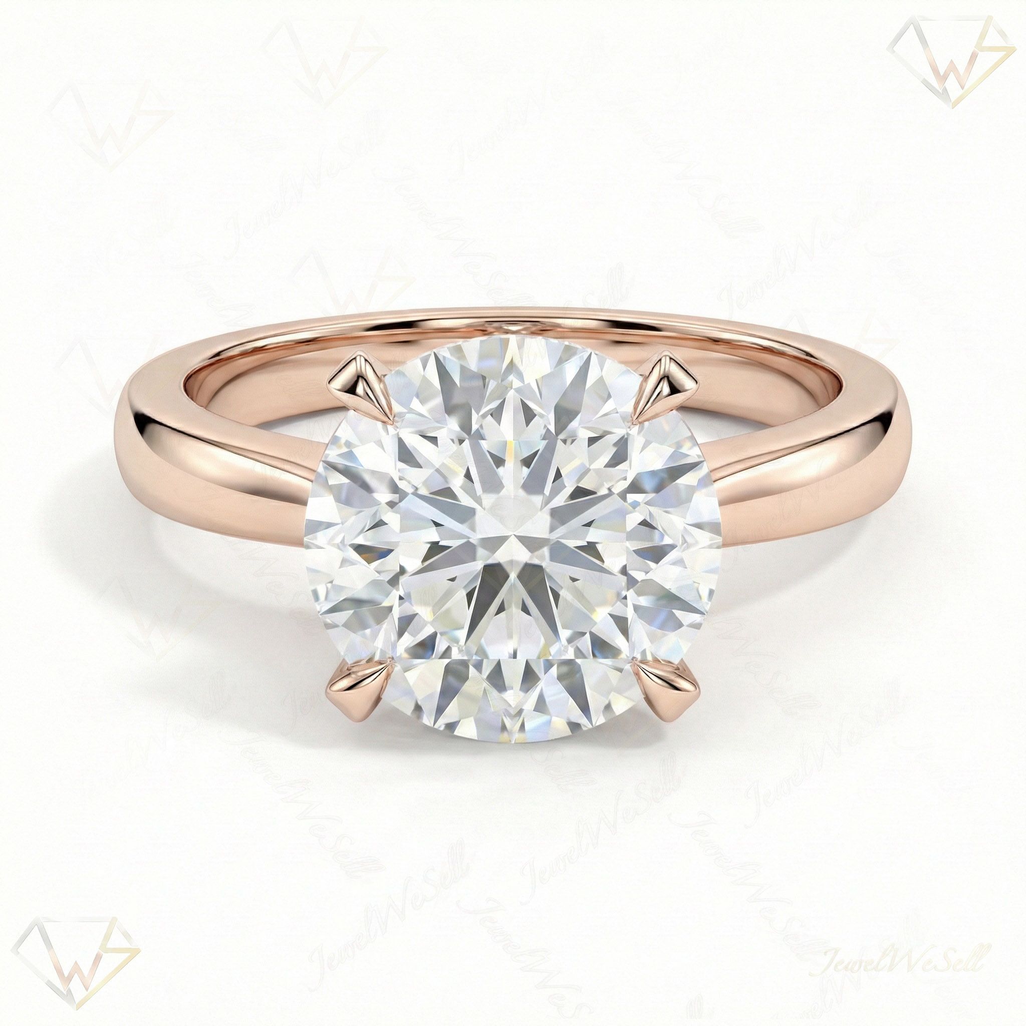 4.00 ct EF VS Lab Grown Diamond Round Cut Prong Set Solitaire Engagement Ring in 10k Rose Gold
