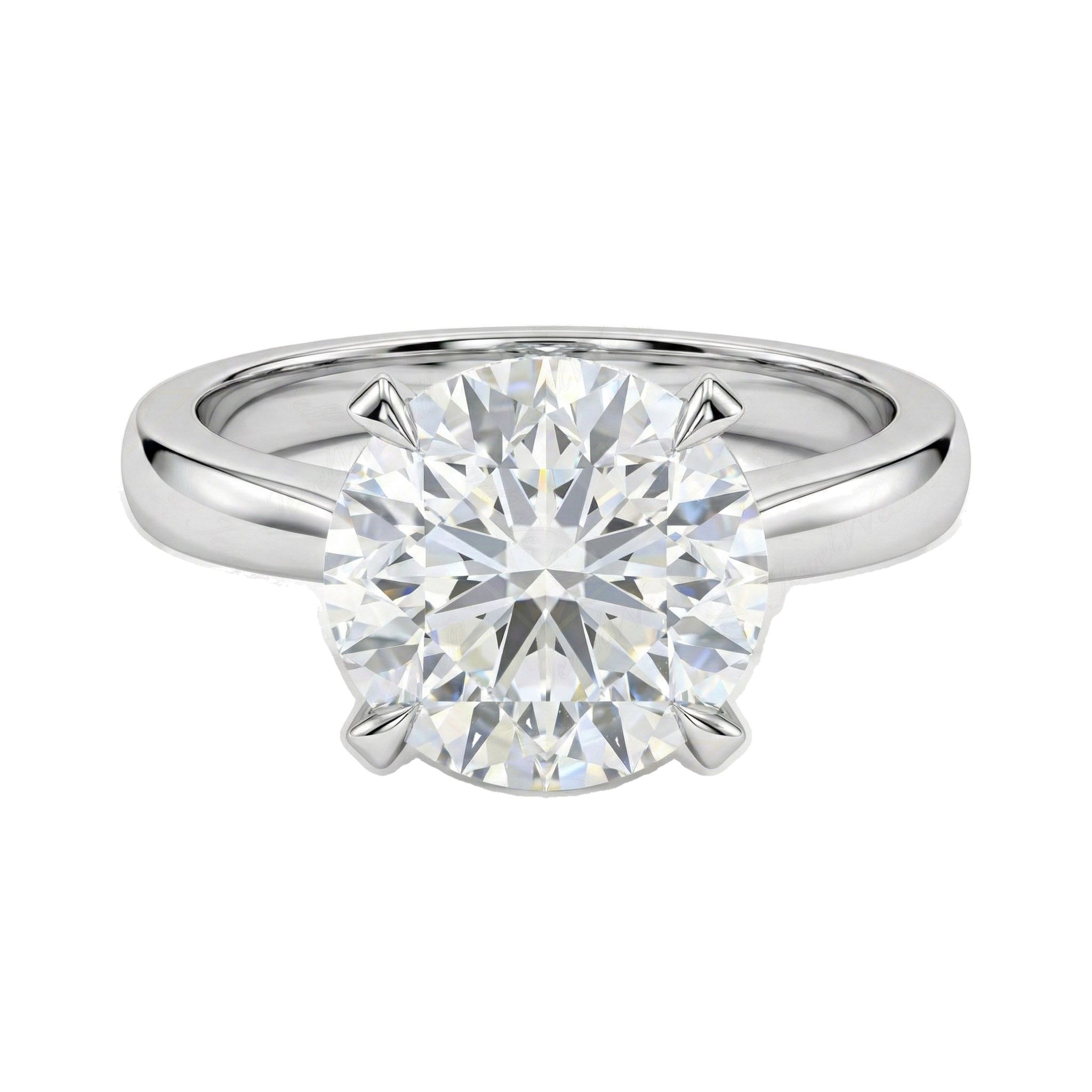 4.00 ct EF VS Lab Grown Diamond Round Cut Prong Set Solitaire Engagement Ring in 14k White Gold