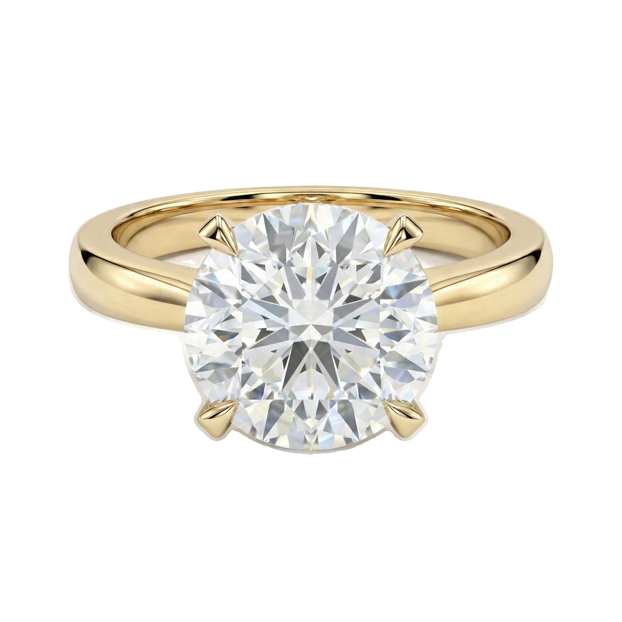 4.00 ct EF VS Lab Grown Diamond Round Cut Prong Set Solitaire Engagement Ring in 14k Yellow Gold