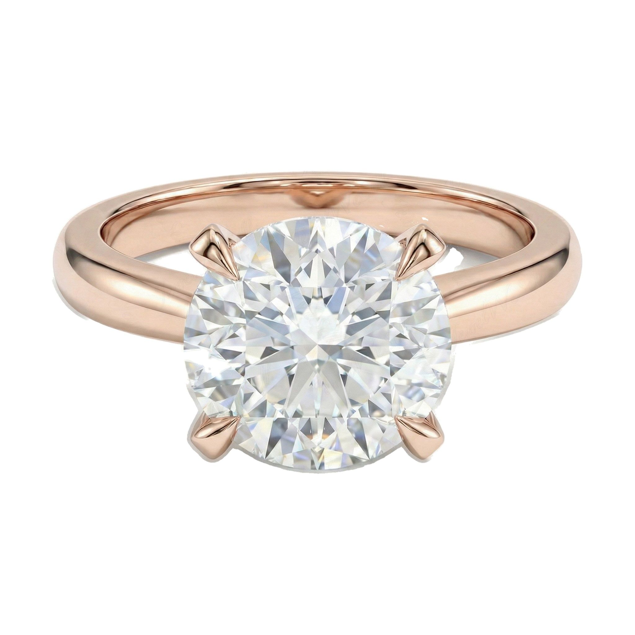 5.00 ct EF VS Lab Grown Diamond Round Cut Prong Set Solitaire Engagement Ring in 14k Rose Gold