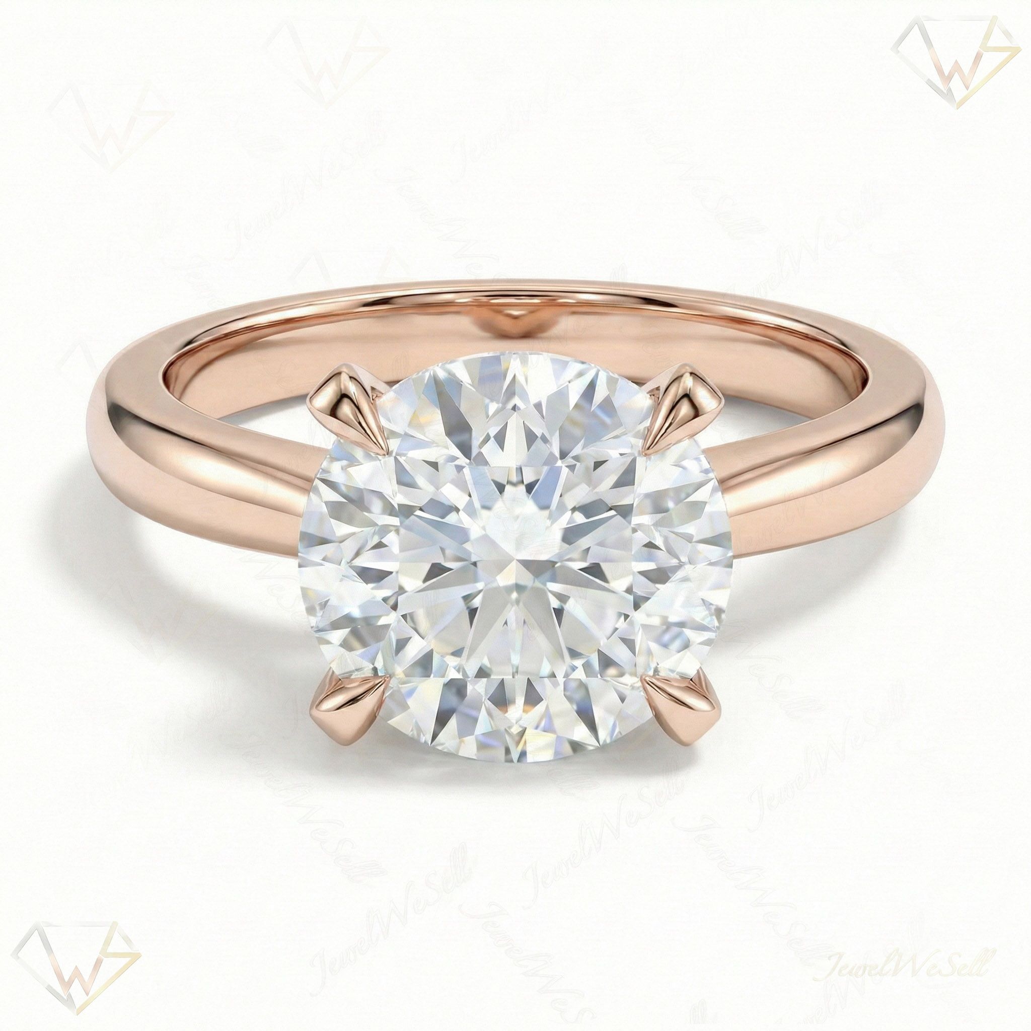5.00 ct EF VS Lab Grown Diamond Round Cut Prong Set Solitaire Engagement Ring in 10k Rose Gold