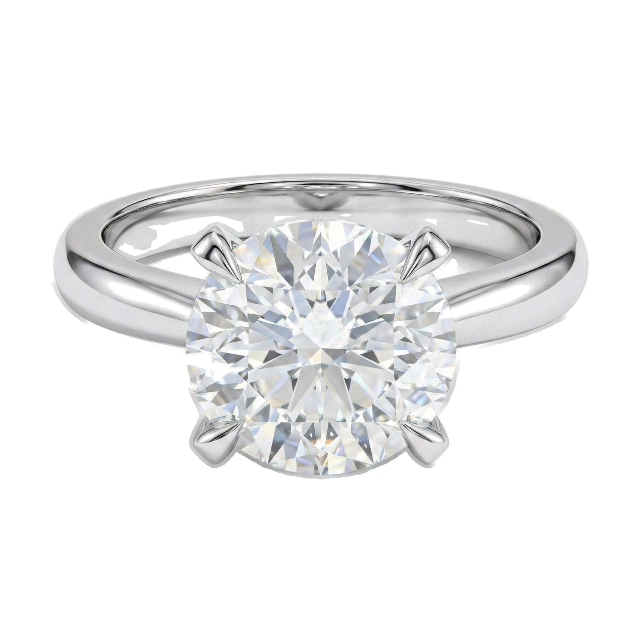 5.00 ct EF VS Lab Grown Diamond Round Cut Prong Set Solitaire Engagement Ring in 10k White Gold