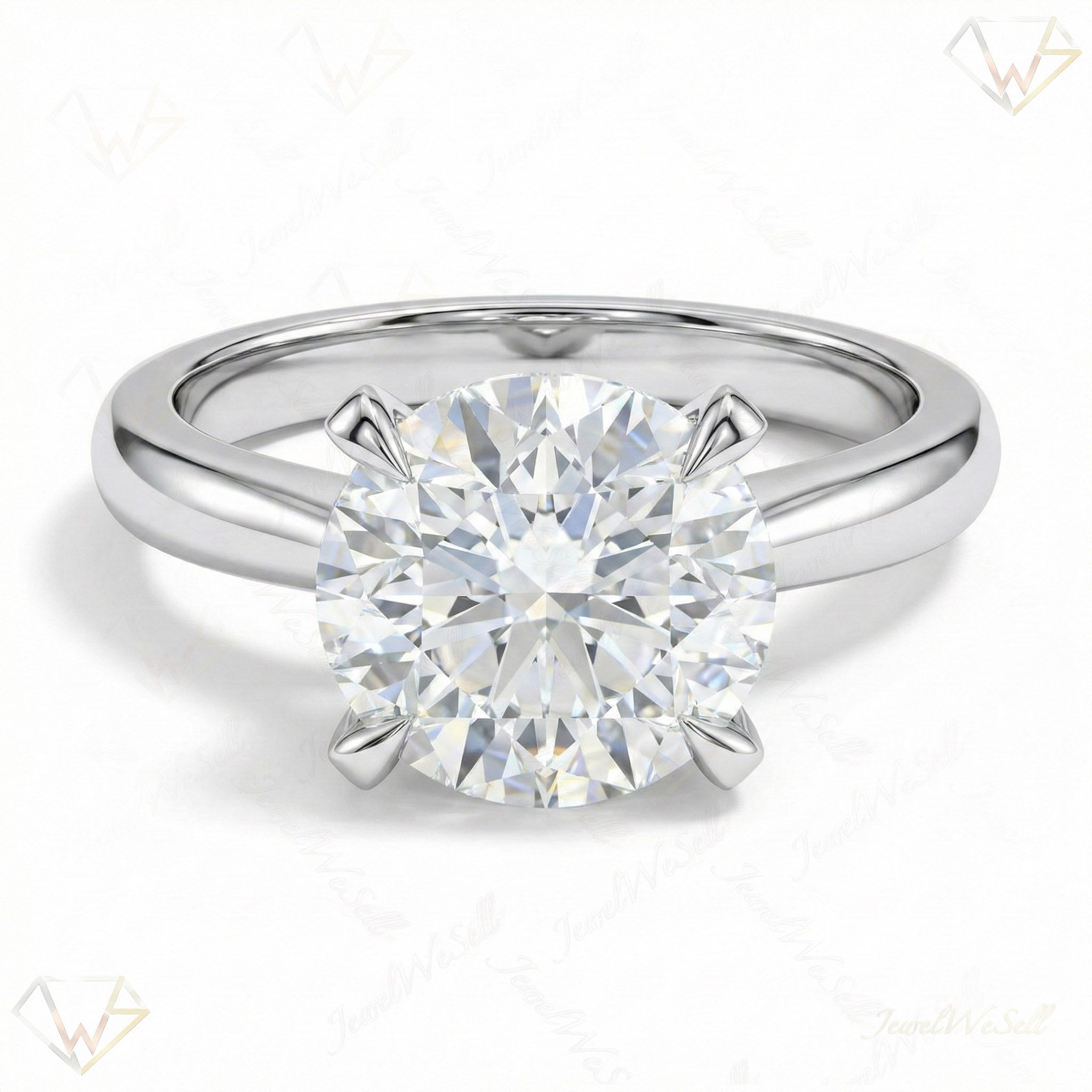 5.00 ct EF VS Lab Grown Diamond Round Cut Prong Set Solitaire Engagement Ring in 10k White Gold