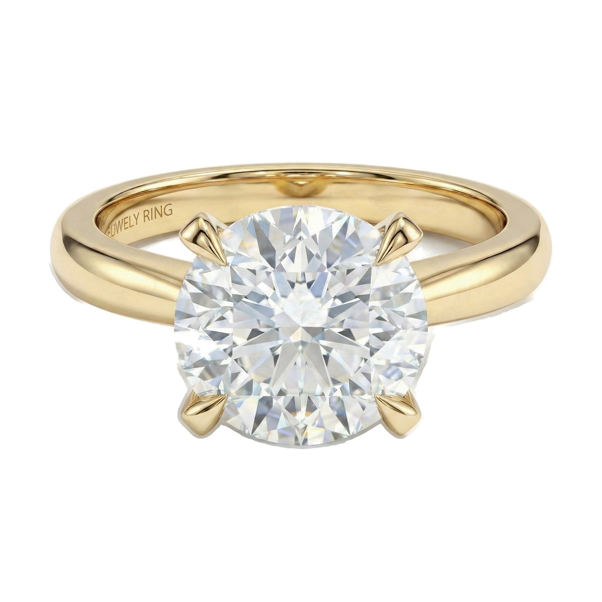 5.00 ct EF VS Lab Grown Diamond Round Cut Prong Set Solitaire Engagement Ring in 10k Yellow Gold