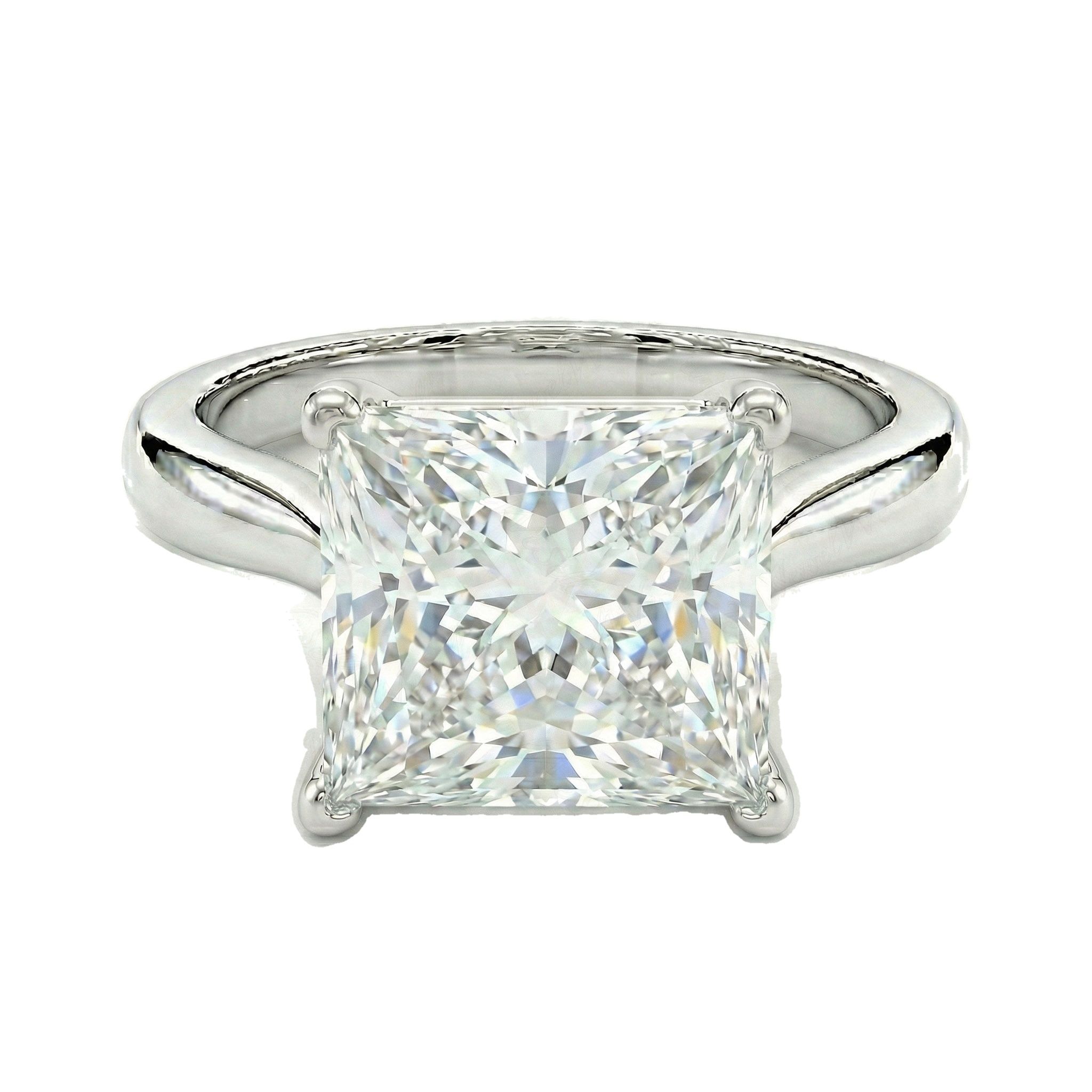 5.00 ct EF VS Lab Grown Diamond Princess Cut Prong Set Solitaire Engagement Ring in 10k White Gold