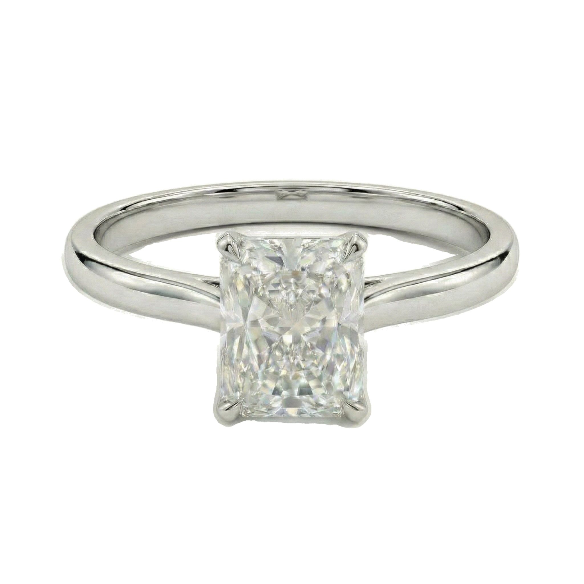 1.50 ct EF VS Lab Grown Diamond Radiant Cut Prong Set Solitaire Engagement Ring in 10k White Gold