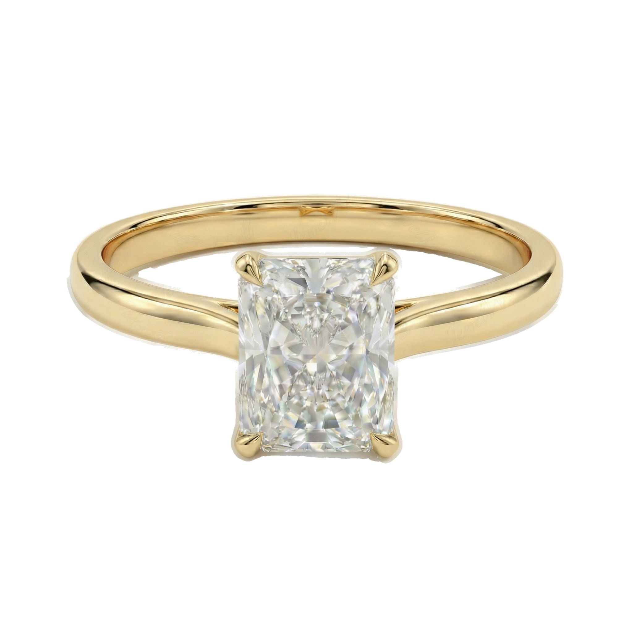 1.50 ct EF VS Lab Grown Diamond Radiant Cut Prong Set Solitaire Engagement Ring in 14k Yellow Gold