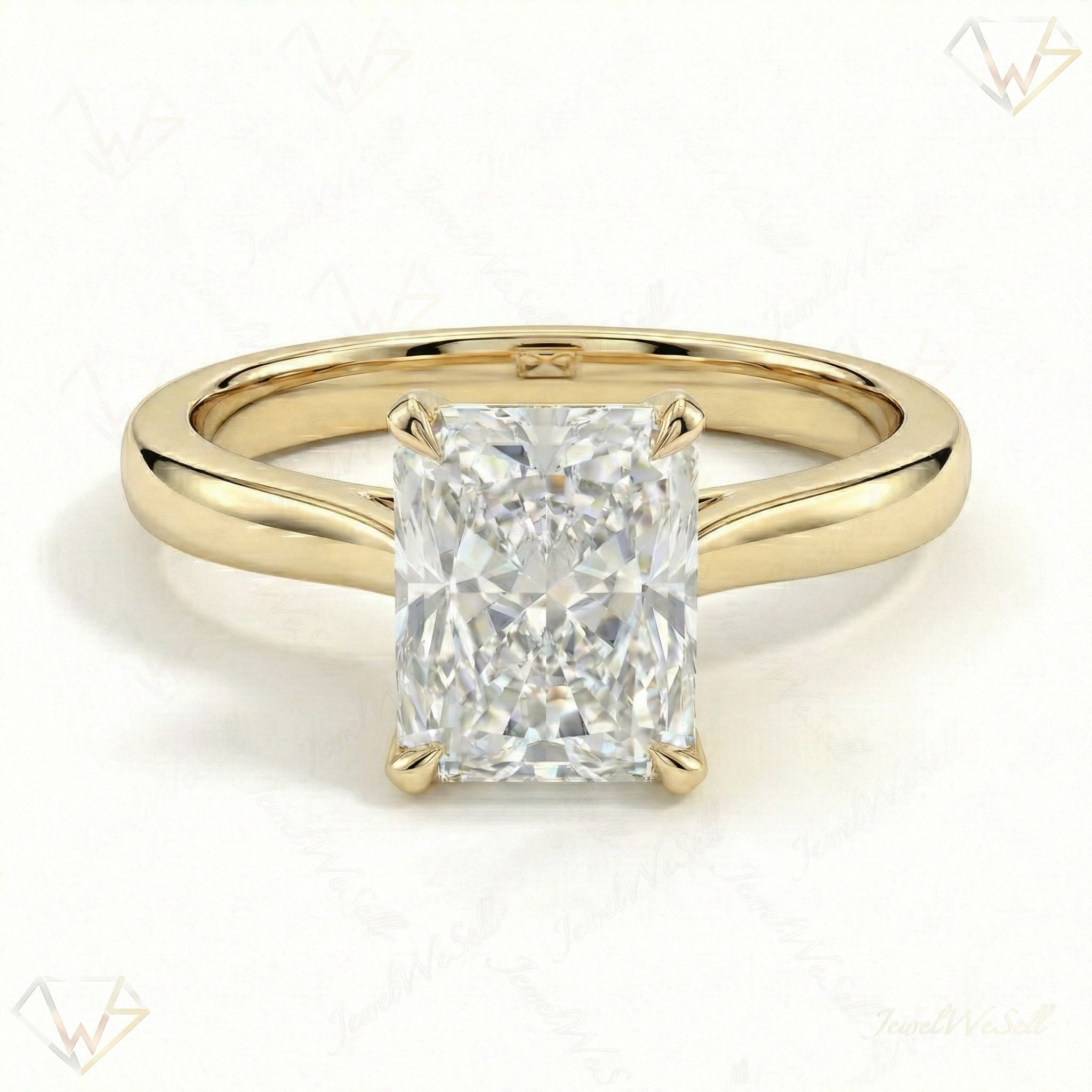 2.00 ct EF VS Lab Grown Diamond Radiant Cut Prong Set Solitaire Engagement Ring in 10k Yellow Gold