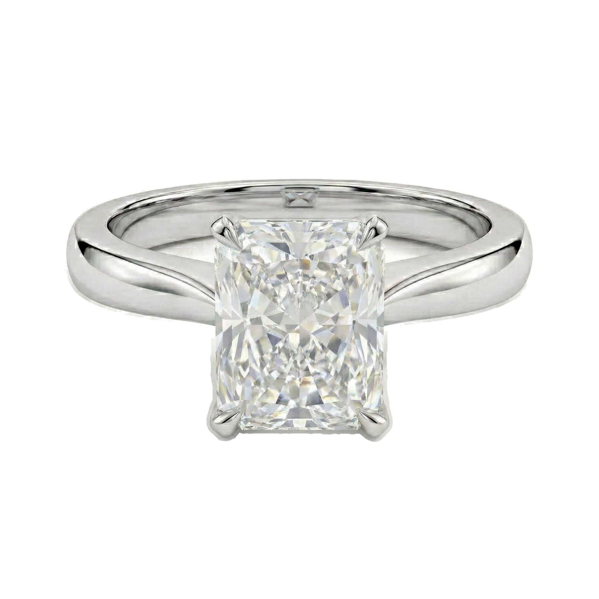 5.00 ct EF VS Lab Grown Diamond Radiant Cut Prong Set Solitaire Engagement Ring in 10k White Gold
