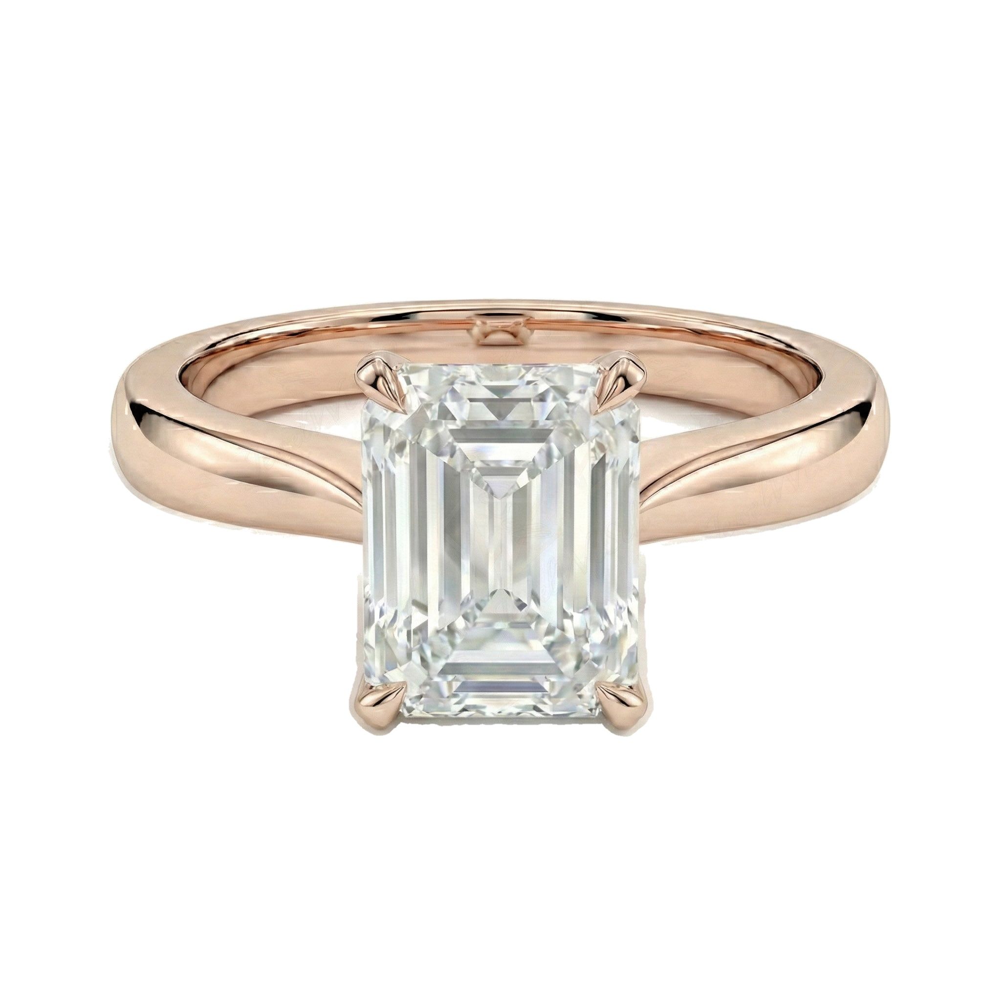 2.00 ct EF VS Lab Grown Diamond Emerald Cut Prong Set Solitaire Engagement Ring in 10k Rose Gold