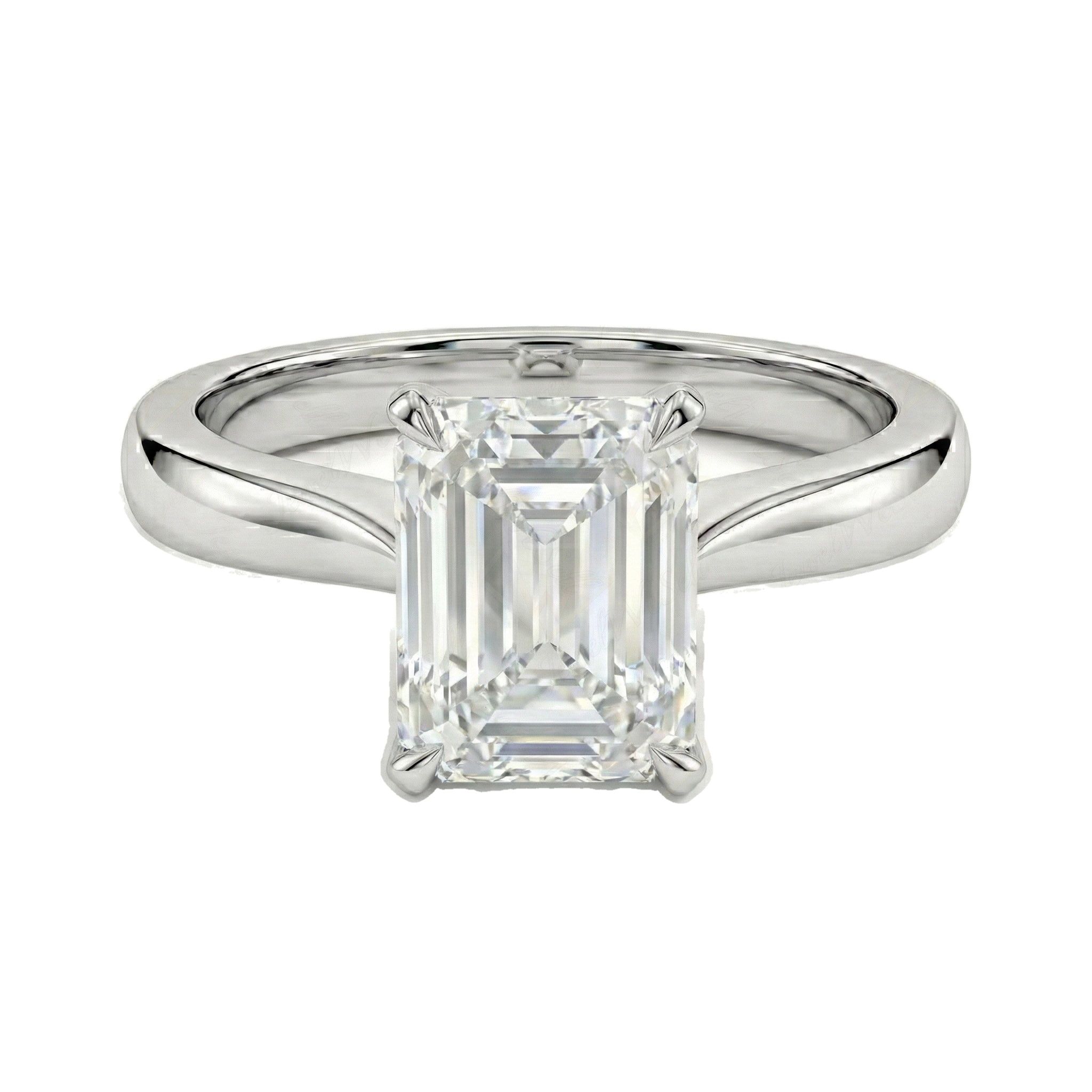 2.00 ct EF VS Lab Grown Diamond Emerald Cut Prong Set Solitaire Engagement Ring in 10k White Gold